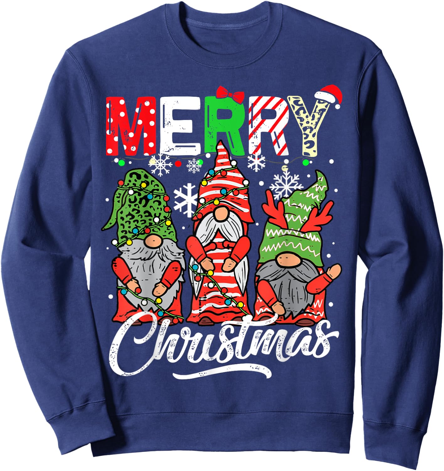 Merry christmas gnomes family pajamas matching women Sweatshirt - Sweatshirt | Navy