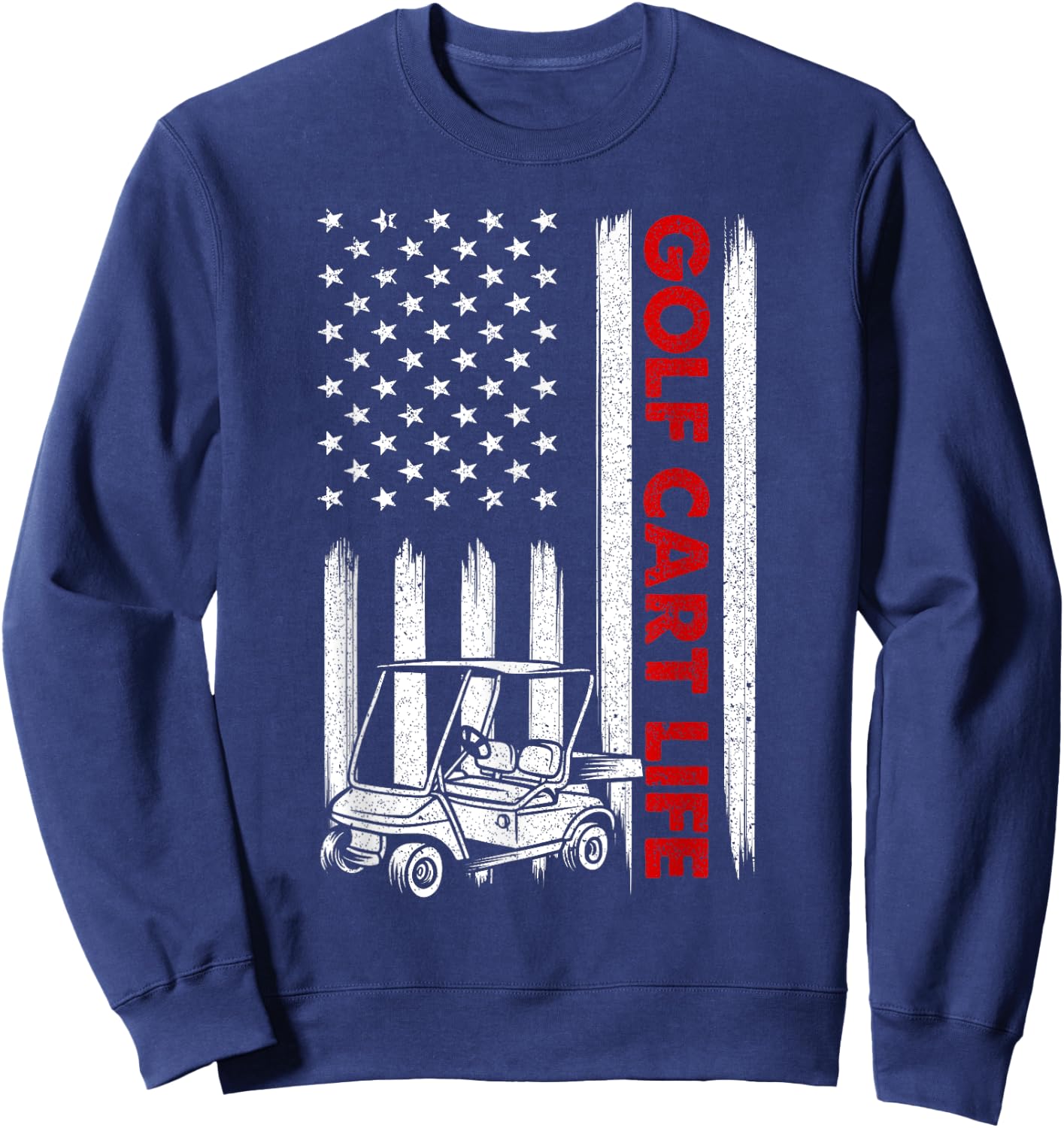 Funny USA Flag Golf Design Women Golfer Golf Lover Sweatshirt - Sweatshirt | Navy