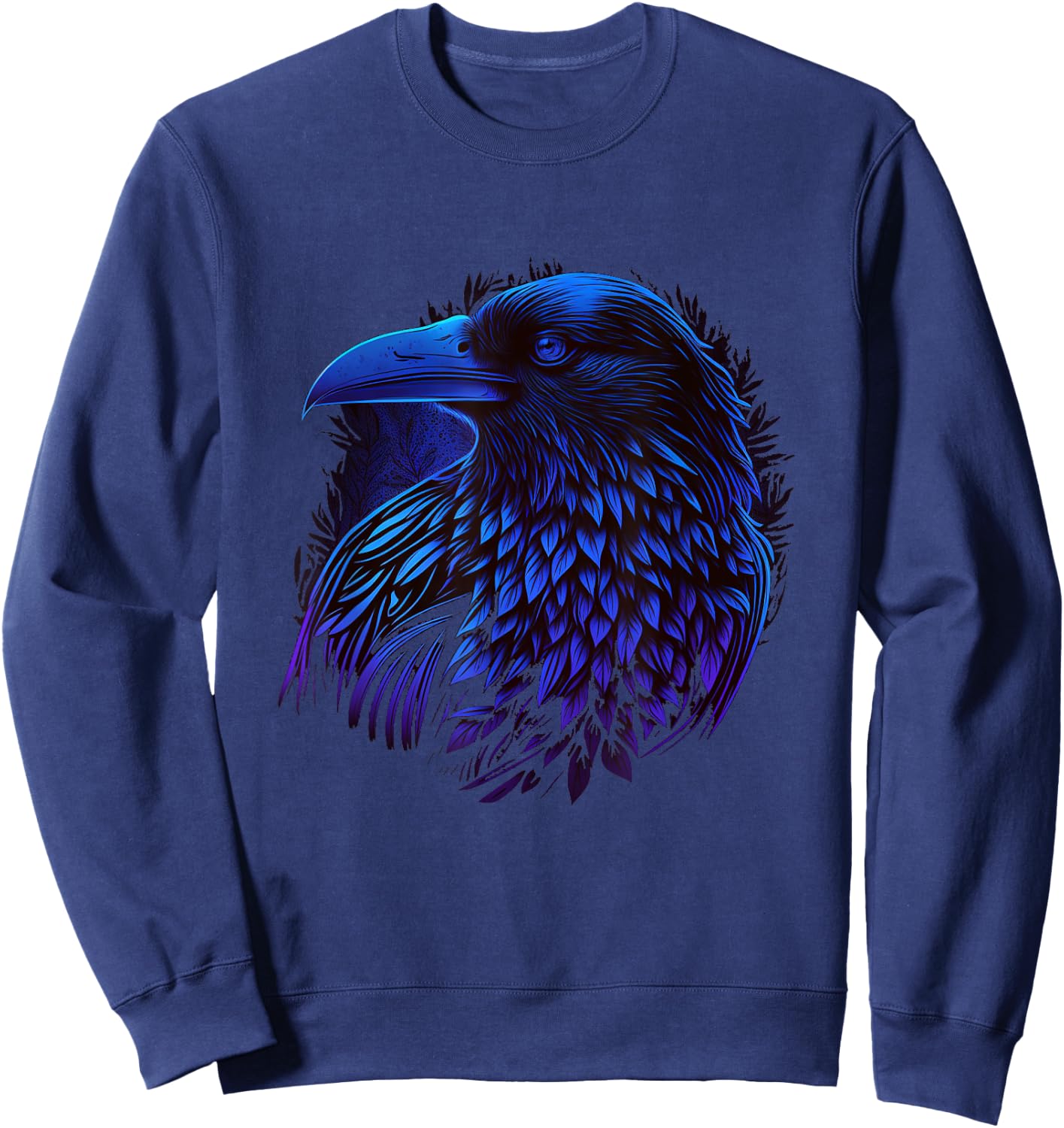 Raven Graphic Goth Black Crow Sweatshirt - Sweatshirt | Navy