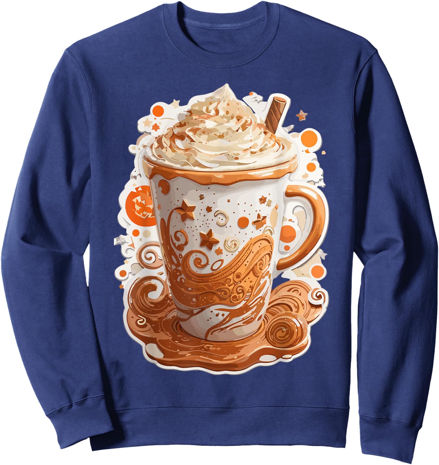 Pumpkin Spice Latte Art Fall Autumn Season Coffee Drinks Sweatshirt - Sweatshirt | Navy