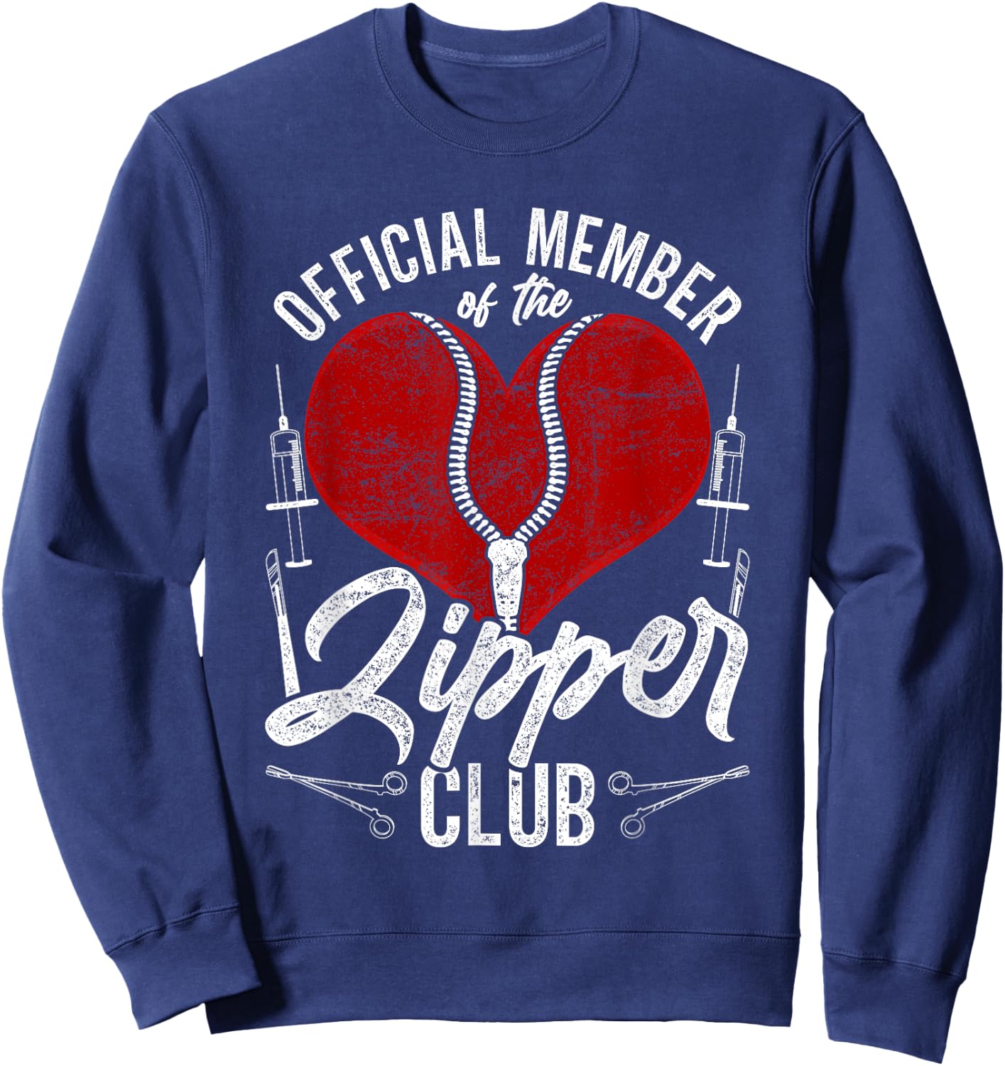 Official Member Of The Zipper Club Open Heart Surgery Sweatshirt - Sweatshirt | Navy