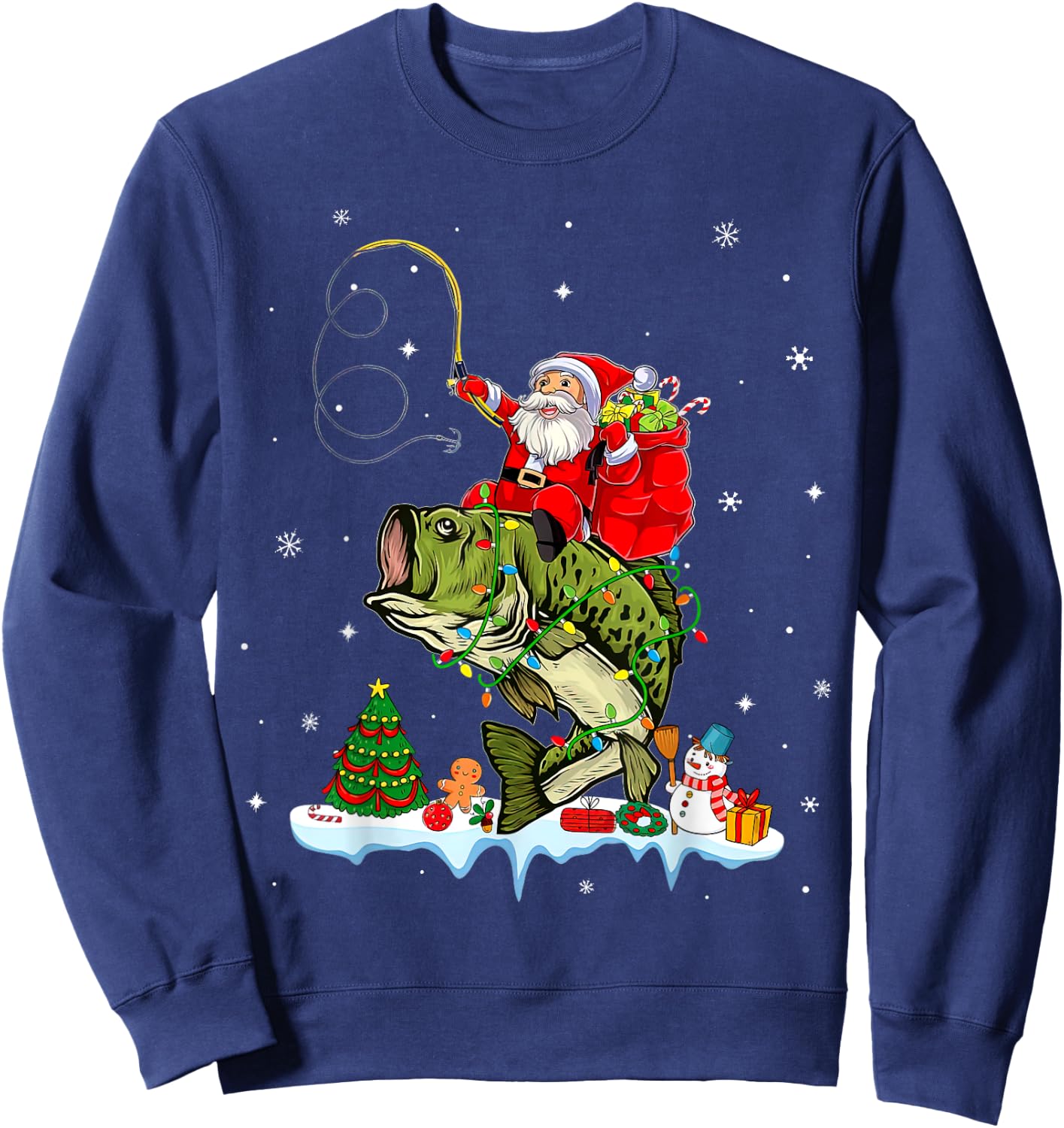 Santa Claus Fishing Christmas Fishing Lover Sweatshirt - Sweatshirt | Navy
