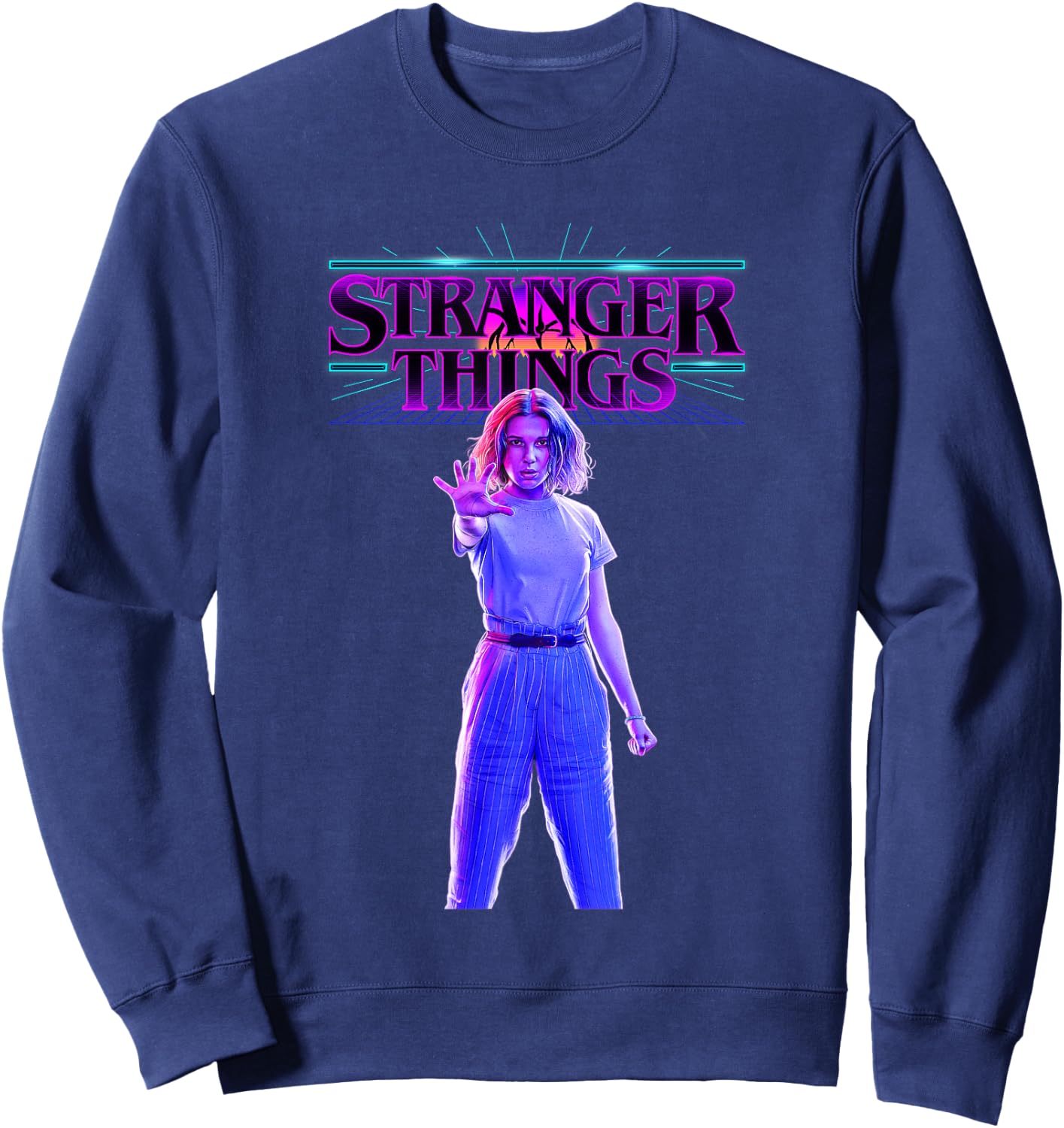 Stranger Things Retro Vintage Glow Gradient Eleven Portrait Sweatshirt - Sweatshirt | Navy
