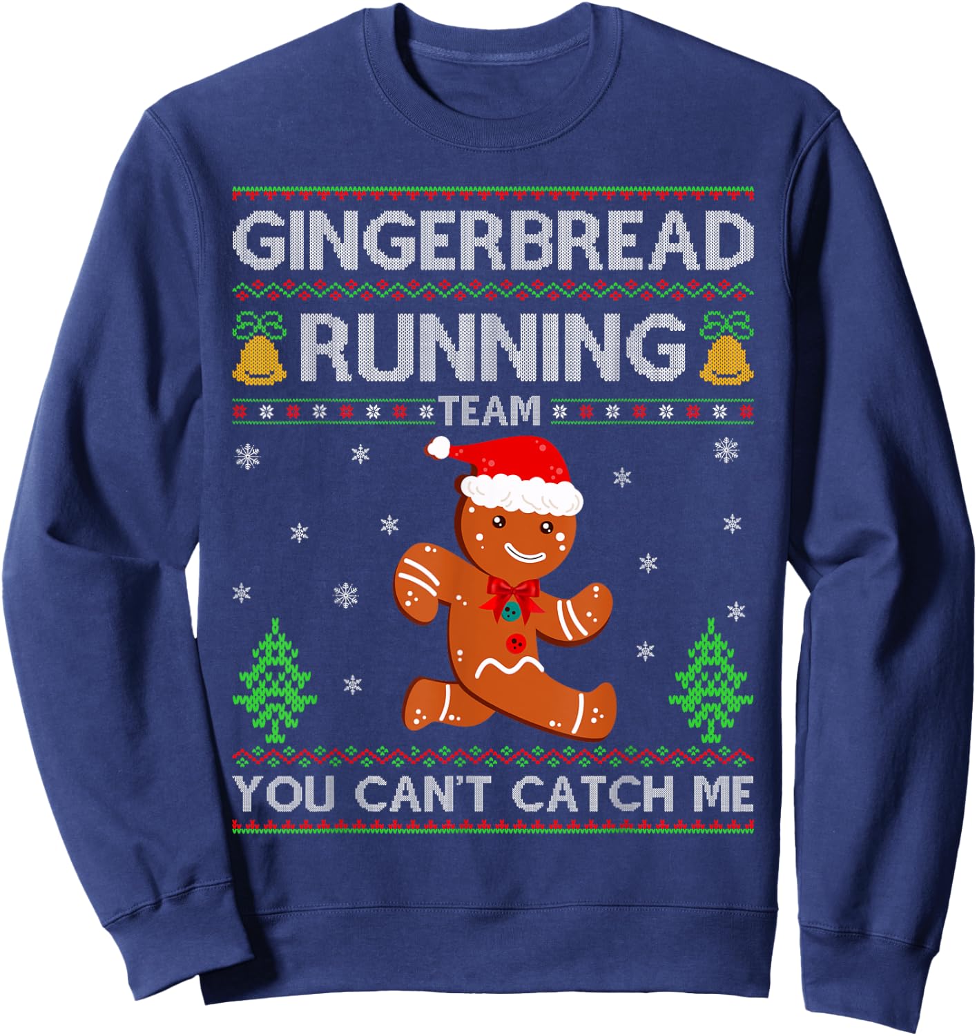 Ugly Xmas Sweater Gingerbread Running Team Christmas Sweatshirt - Sweatshirt | Navy