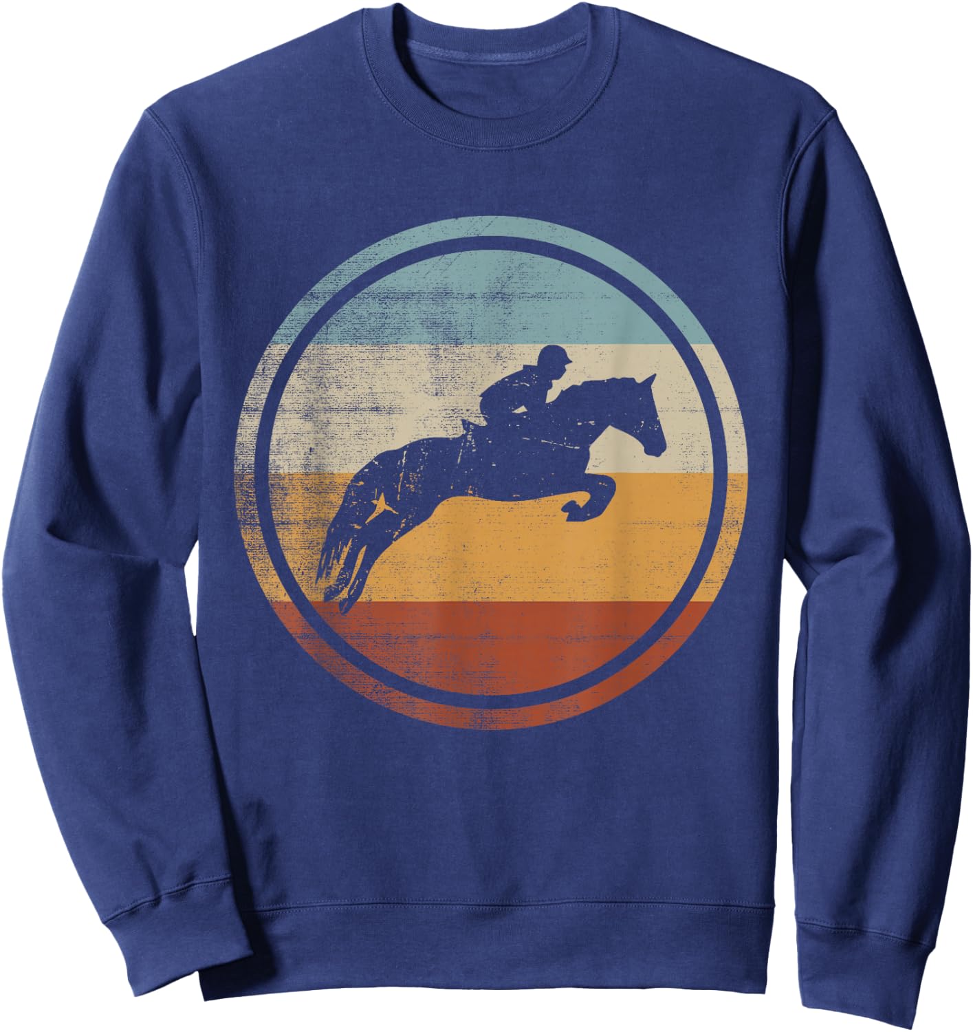 Retro Vintage Show Jumping Design Horse Rider Equestrian Sweatshirt - Sweatshirt | Navy