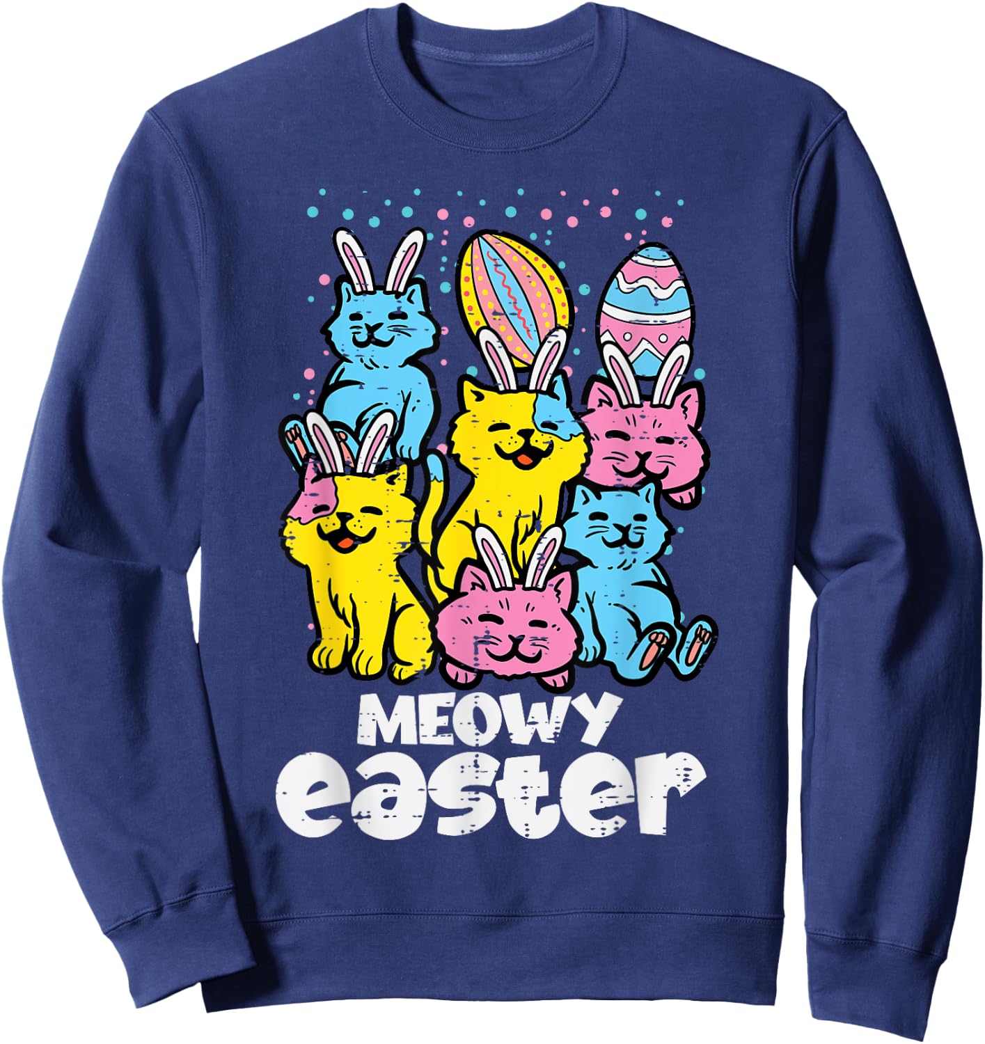 Meowy Easter Bunny Cats Spring Animal Pet Women Girls Kids Sweatshirt - Sweatshirt | Navy