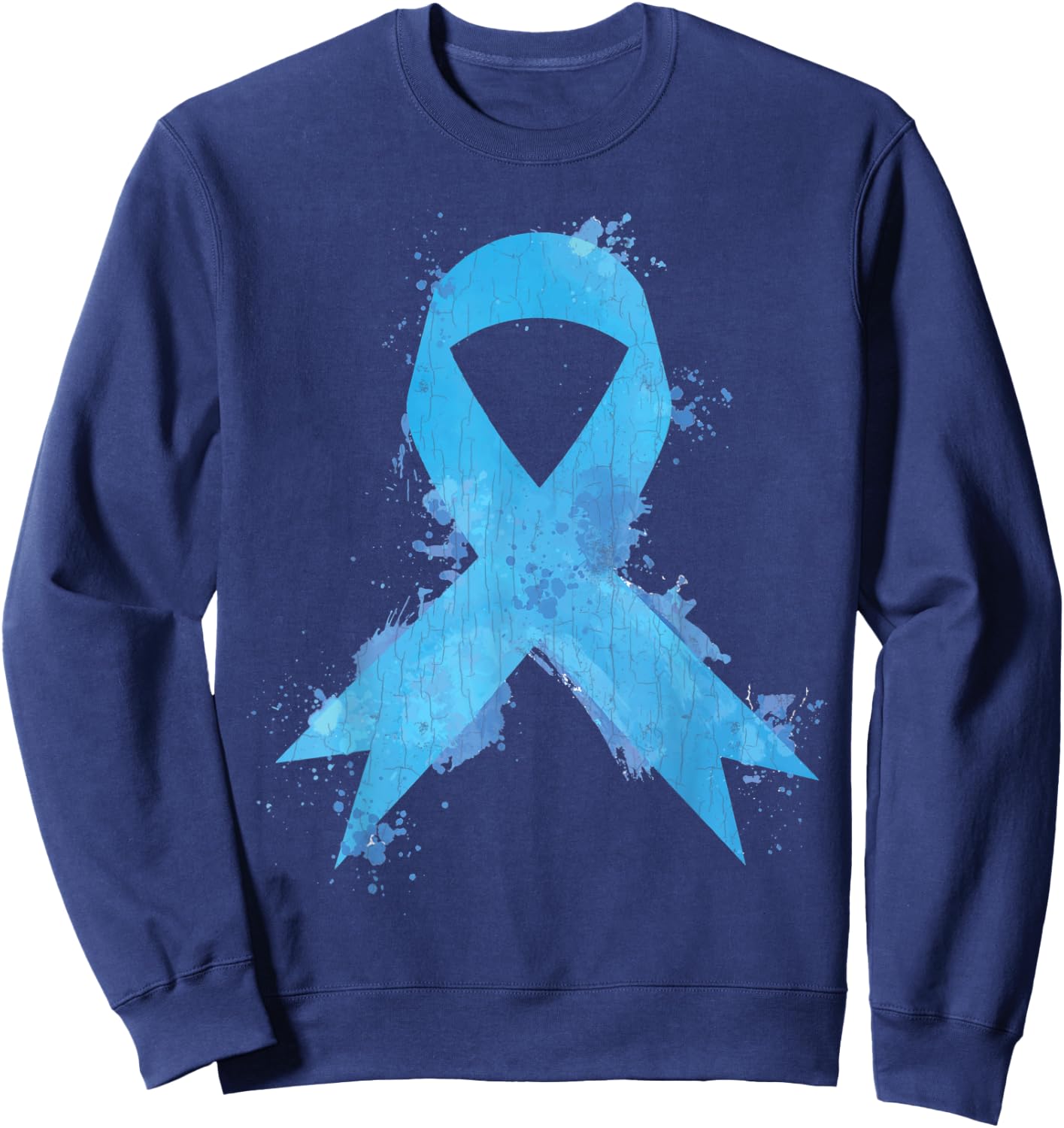 Light Blue Ribbon Pocket Prostate Cancer Awareness Graphic Sweatshirt - Sweatshirt | Navy