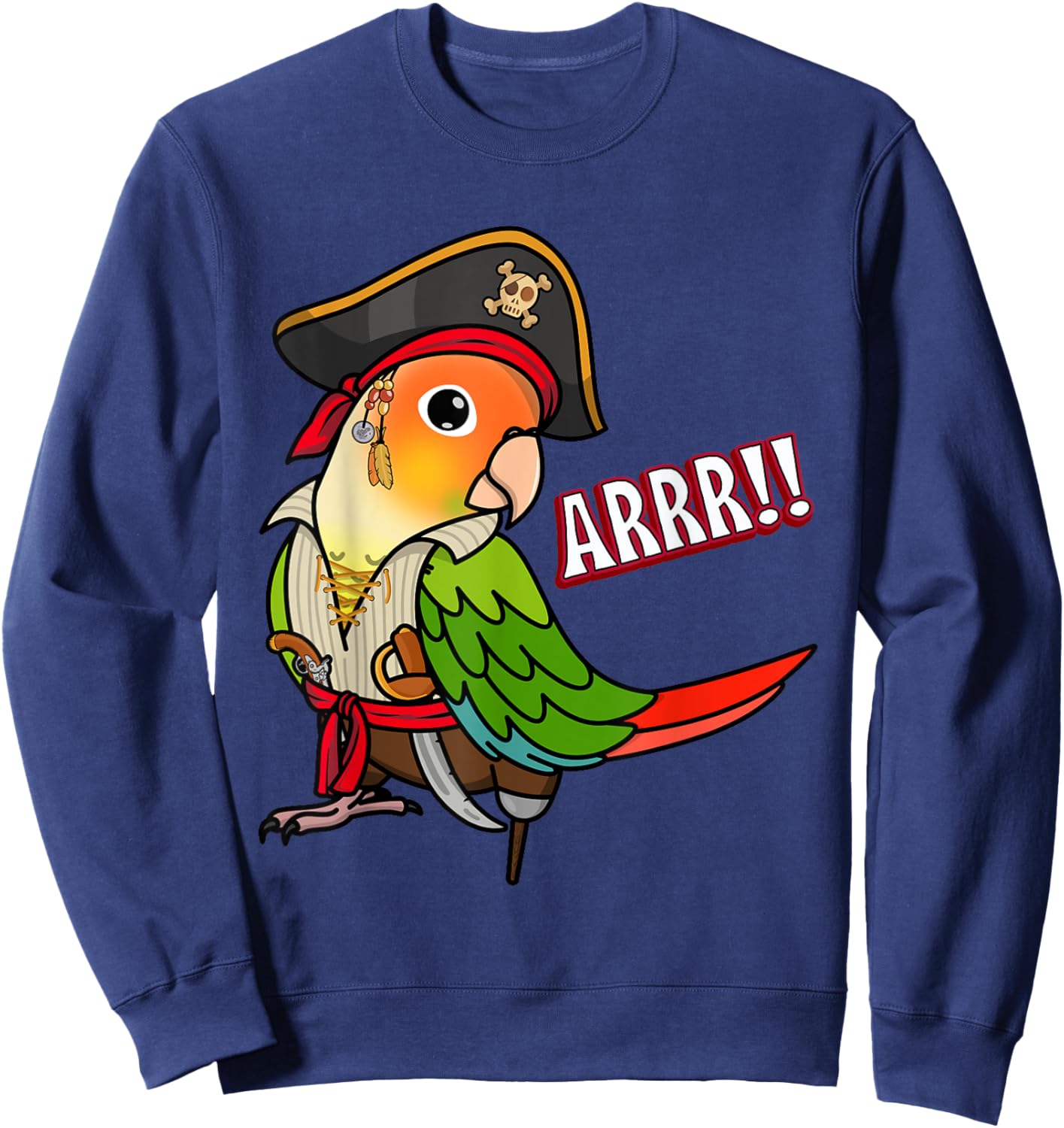 Pirate Parrot I Green Cheek Pineapple Conure Sweatshirt - Sweatshirt | Navy