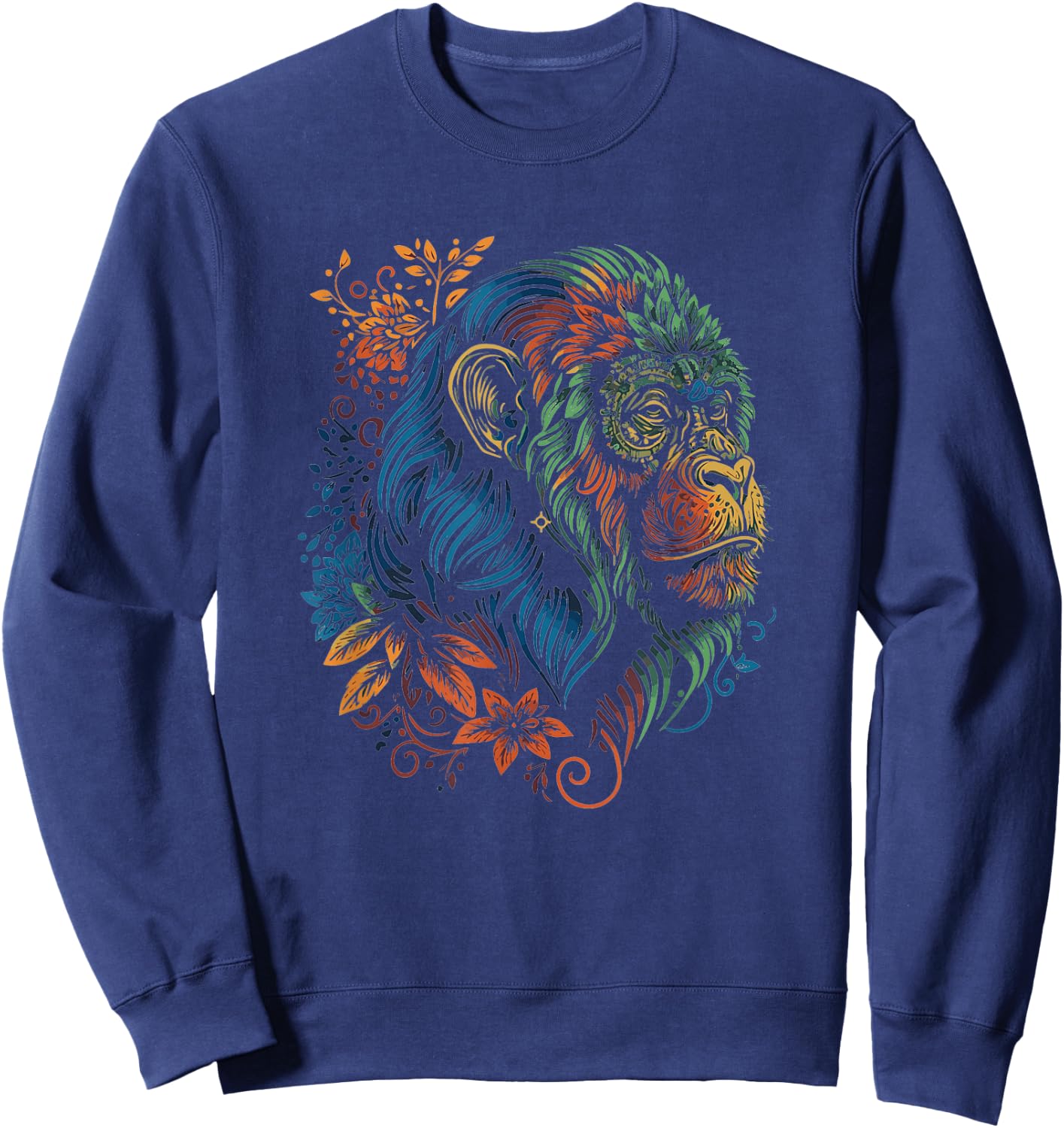 Artistic Abstract Howler Monkey Art Ape Lover Monkey Sweatshirt - Sweatshirt | Navy