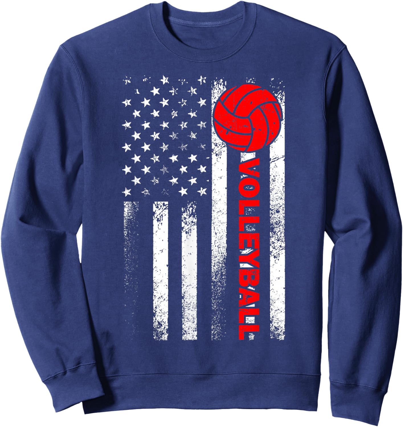 Funny Volleyball Design Women USA Patriotic Athlete Sweatshirt - Sweatshirt | Navy