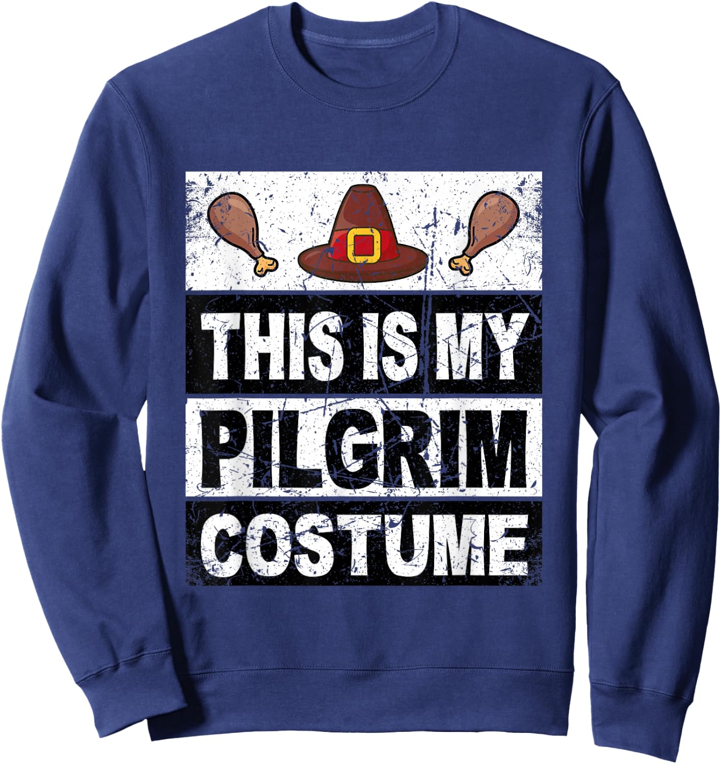 Retro Thanksgiving Shirt Pilgrim Costume Turkey Day Men Boys Sweatshirt - Sweatshirt | Navy
