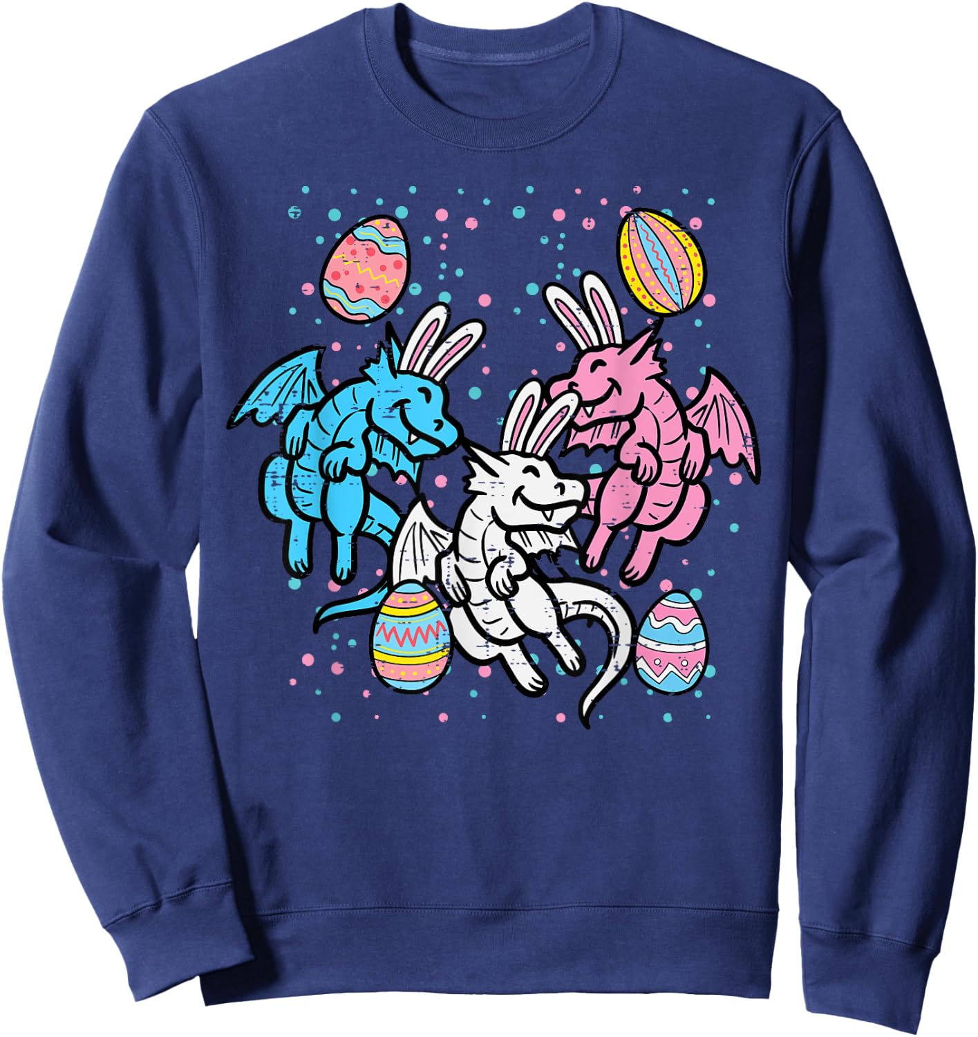 Dragon Bunnies Easter Eggs Funny Men Women Kids Teens Youth Sweatshirt - Sweatshirt | Navy