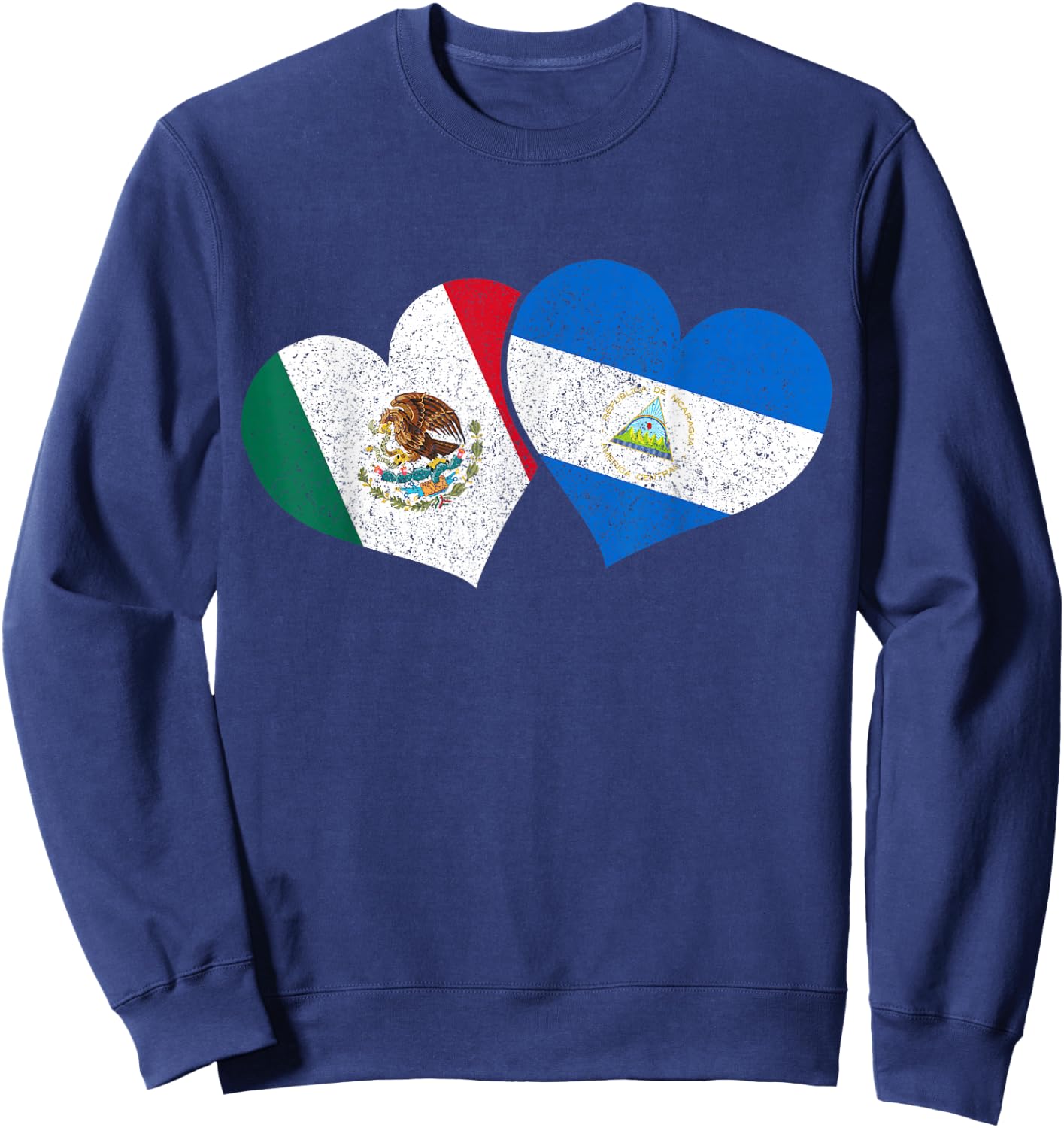 Mexico Nicaragua Hearts Mexican Nicaraguan Flag Pride Nica Sweatshirt - Sweatshirt | Navy