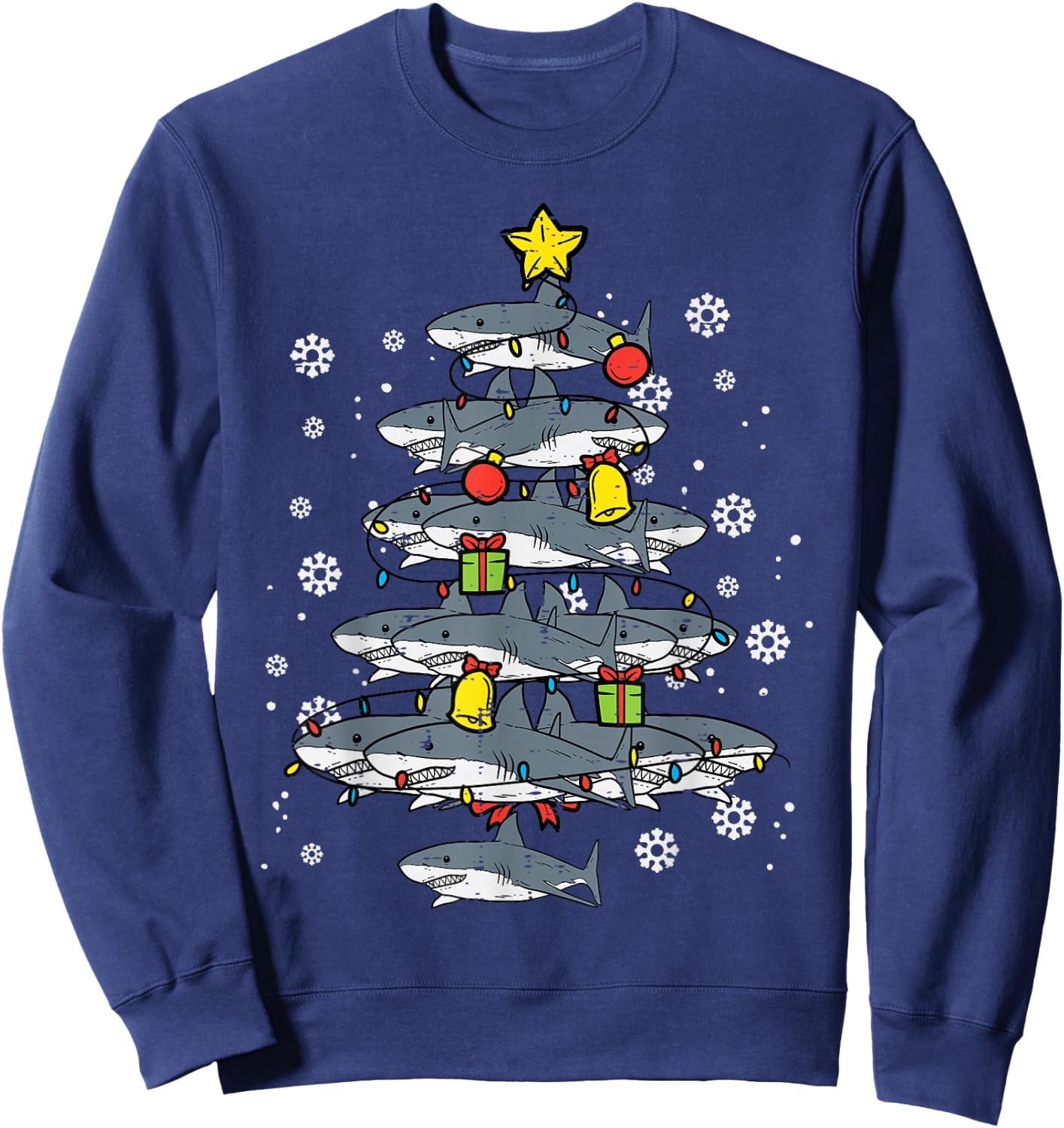 Sharks Christmas Tree Xmas Boys Toddler Kids Men Women Kids Sweatshirt - Sweatshirt | Navy