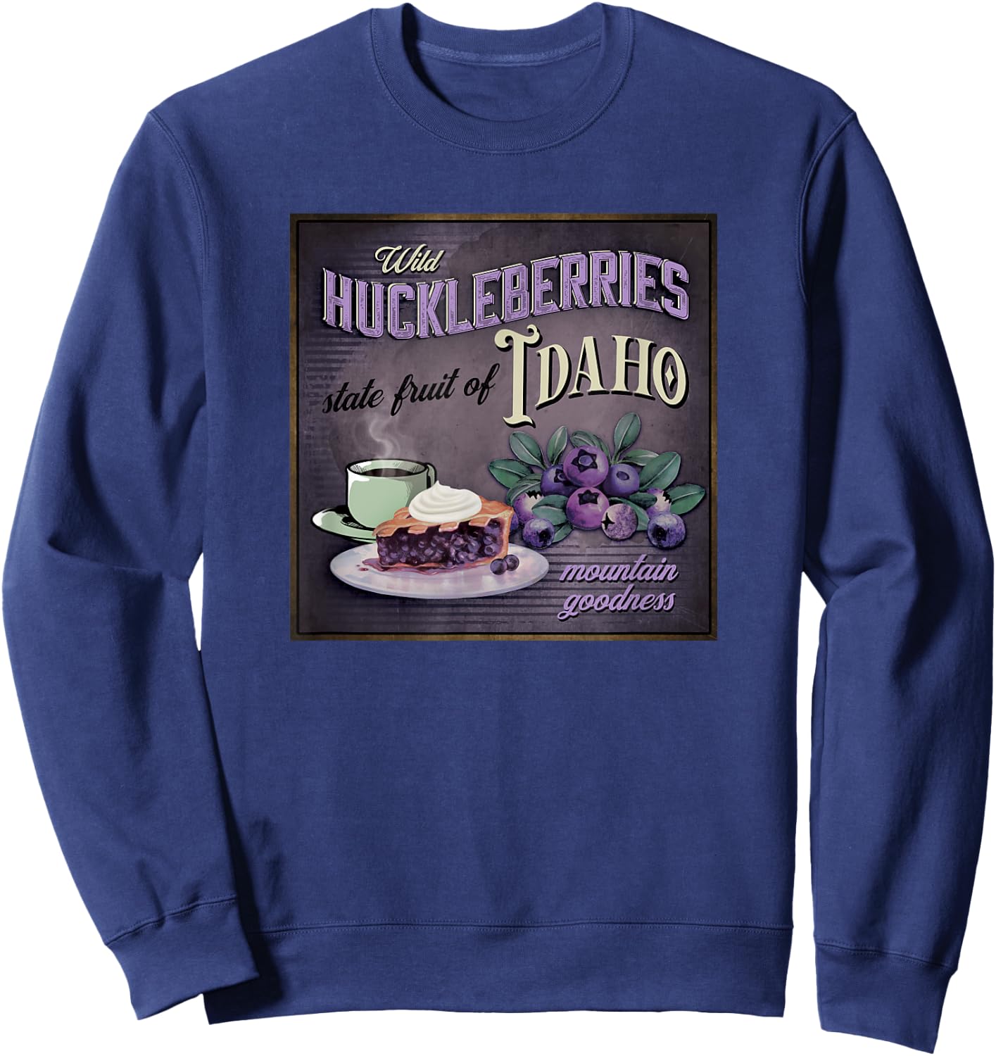 Vintage Idaho Huckleberry Huckleberries Novelty Souvenir Sweatshirt - Sweatshirt | Navy