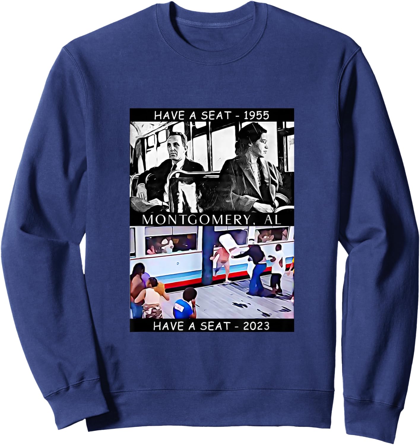 Montgomery Alabama Brawl Folding Chair Riverboat Fight 2023 Sweatshirt - Sweatshirt | Navy