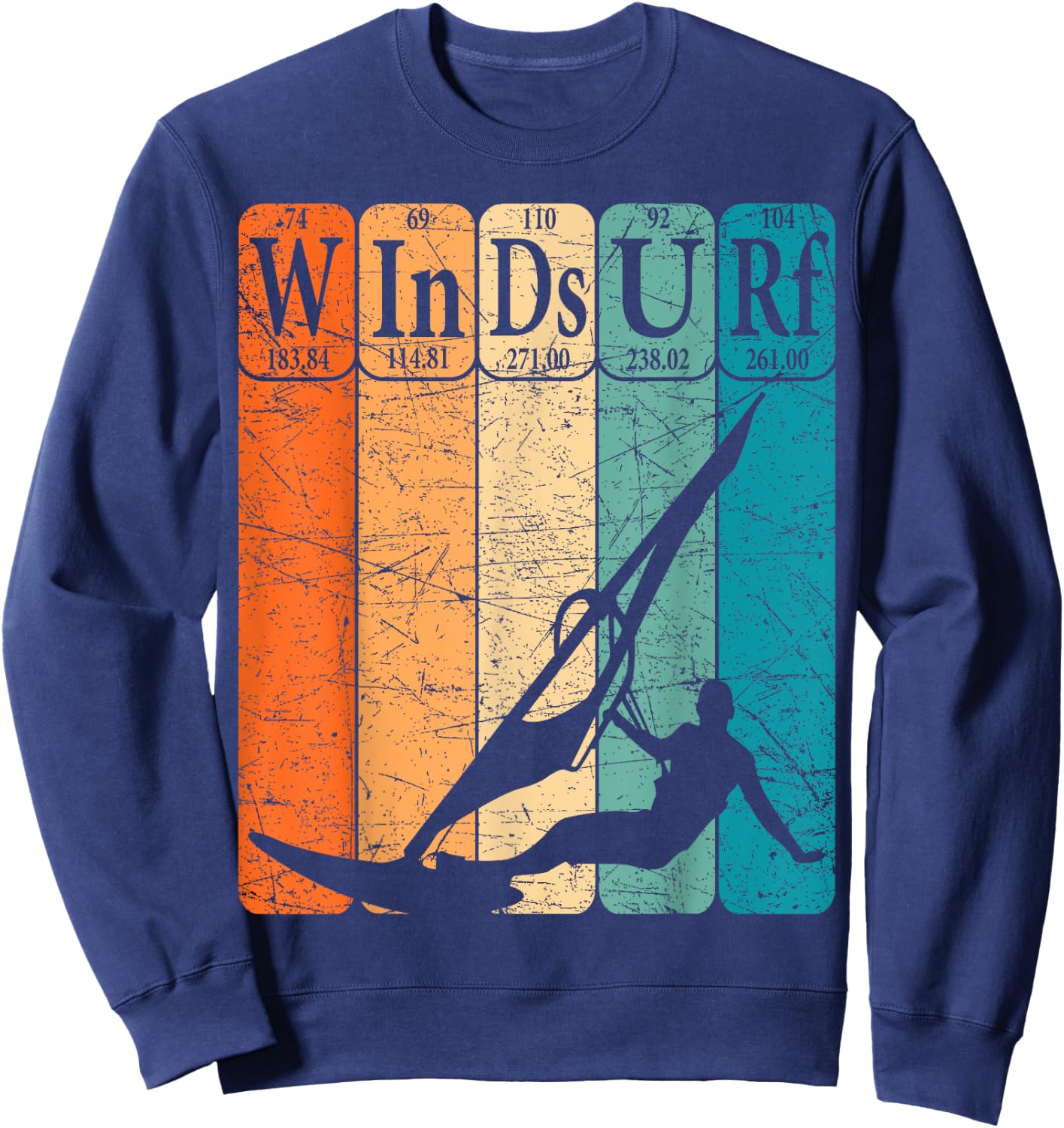 Windsurf Periodic Table Elements Windsurfing Retro Sweatshirt - Sweatshirt | Navy