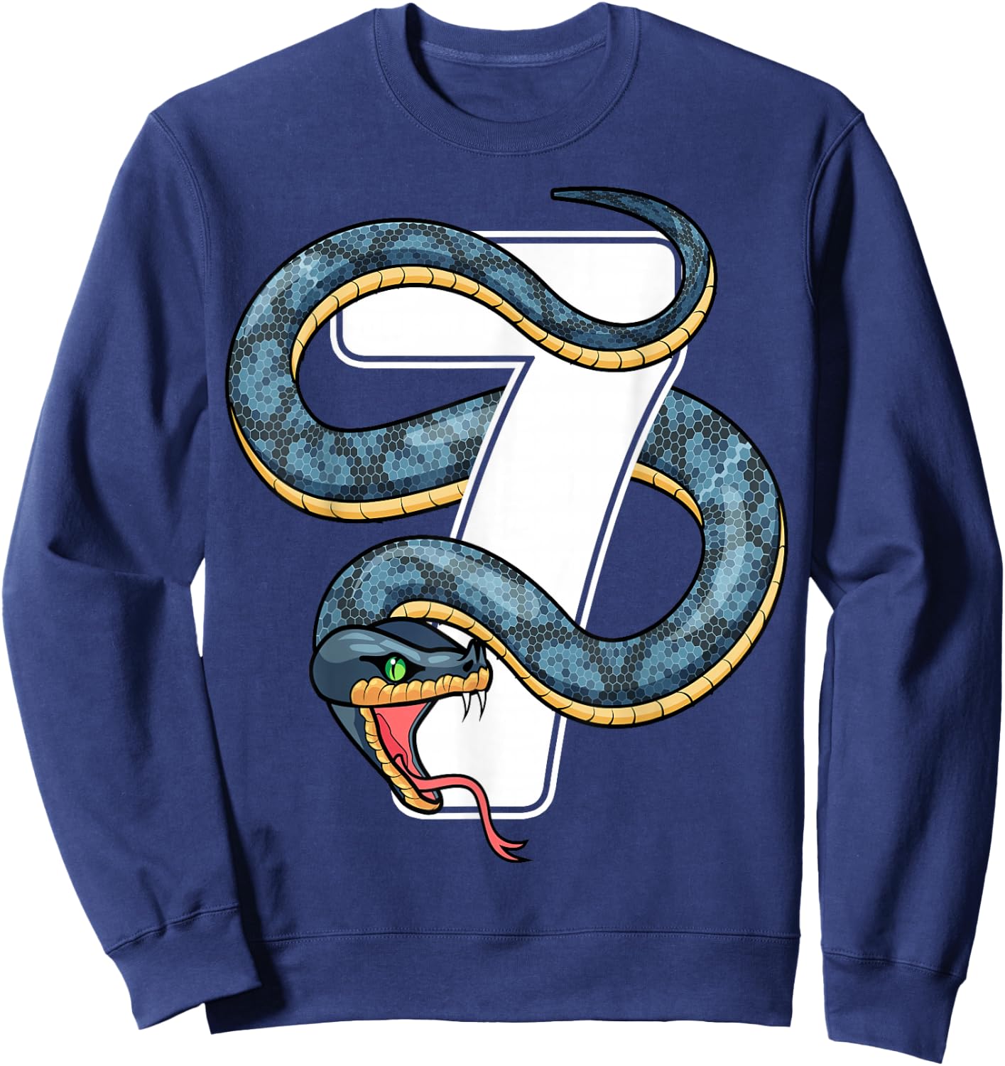 7th Birthday Snake Lover Seven 7 Year Old Birthday Boy Girl Sweatshirt - Sweatshirt | Navy