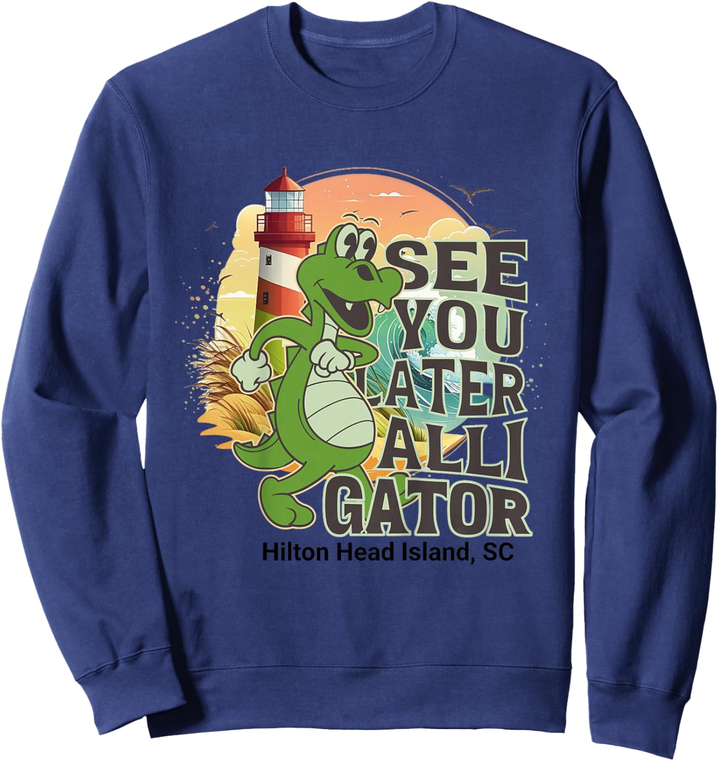 Kids Hilton Head Island South Carolina See You Later Alligator Sweatshirt - Sweatshirt | Navy