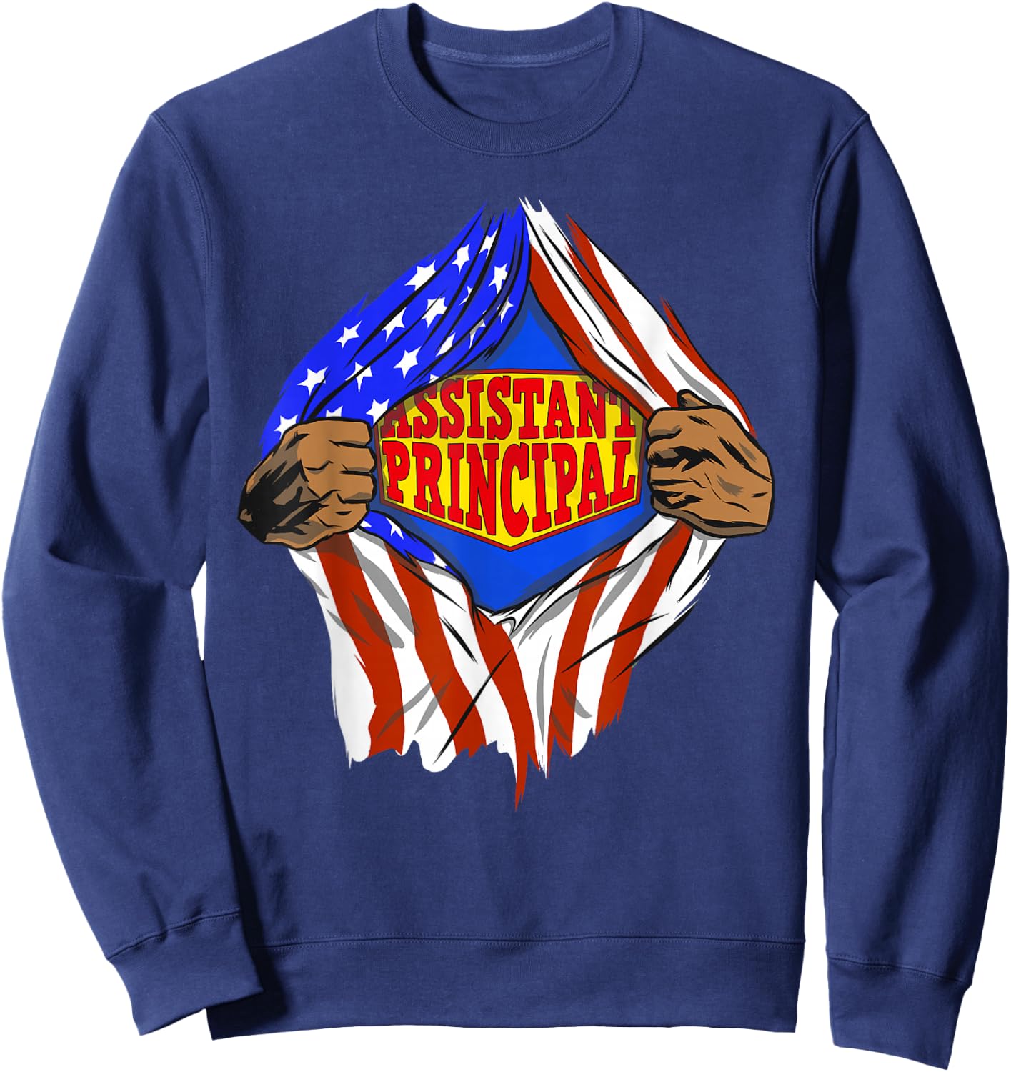 Funny Super Assistant Principal Hero Job Sweatshirt - Sweatshirt | Navy