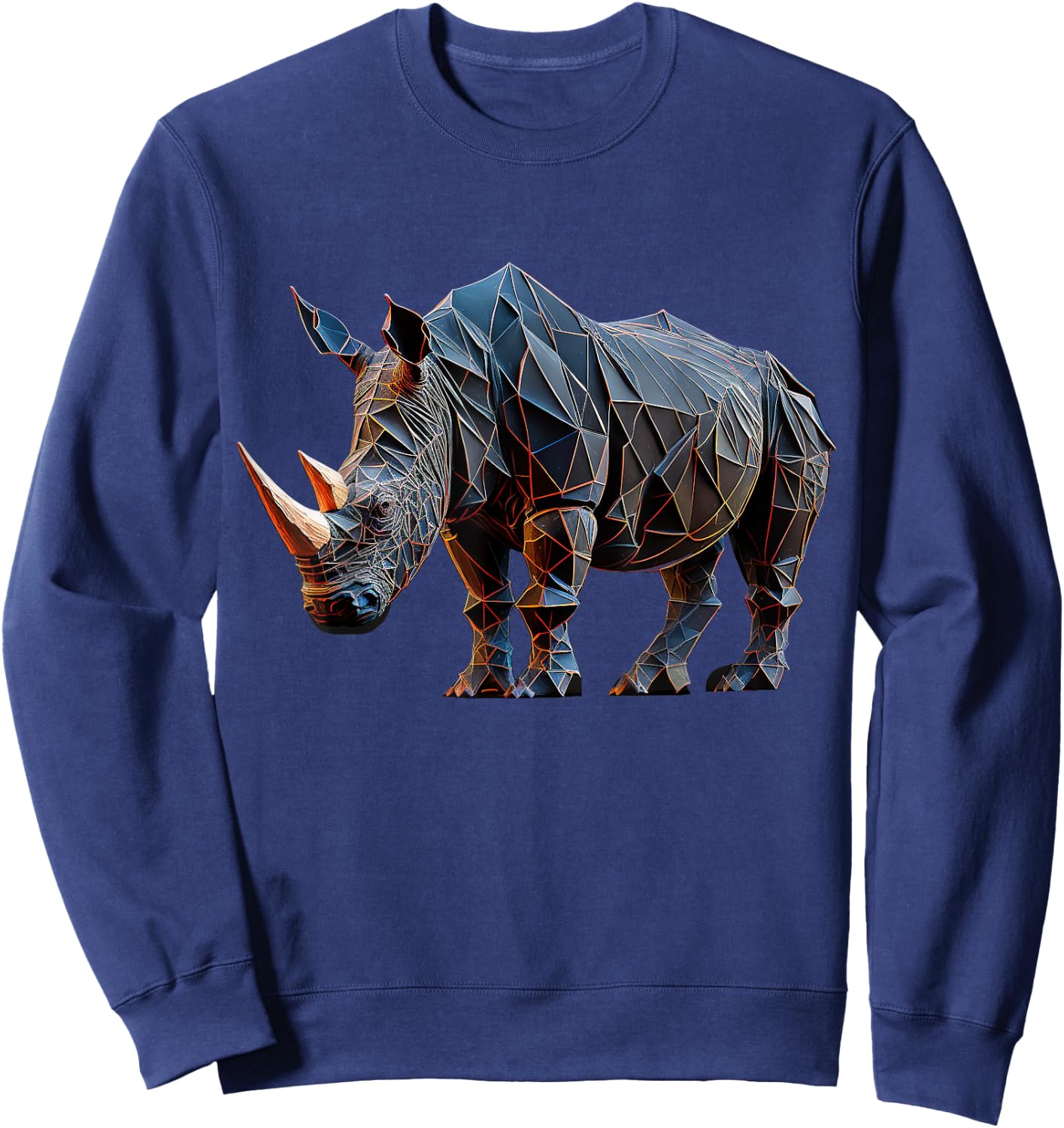 Rhino Art Polygon Animal Rhino Sweatshirt - Sweatshirt | Navy