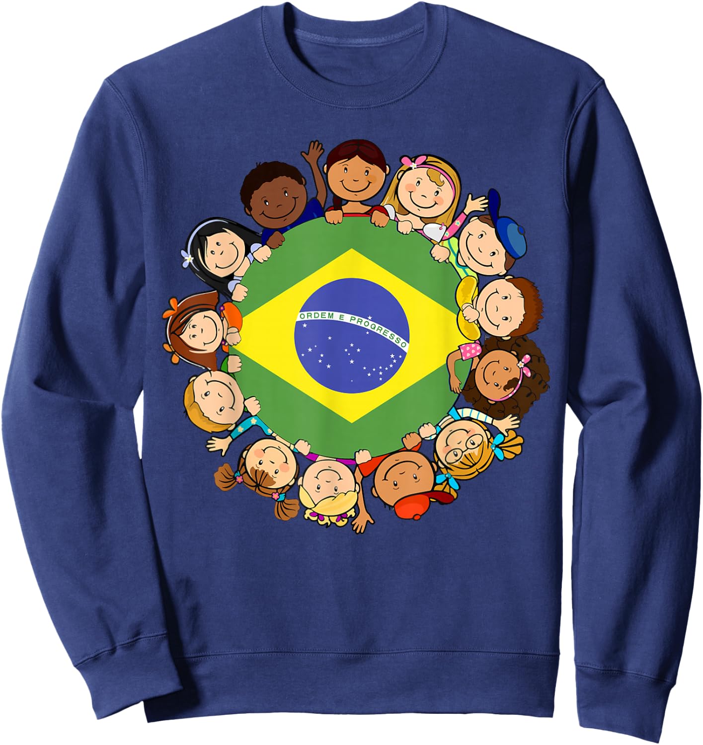 Brazil Flag Hispanic Heritage Month Brazilian Kids Boy Girl Sweatshirt - Sweatshirt | Navy