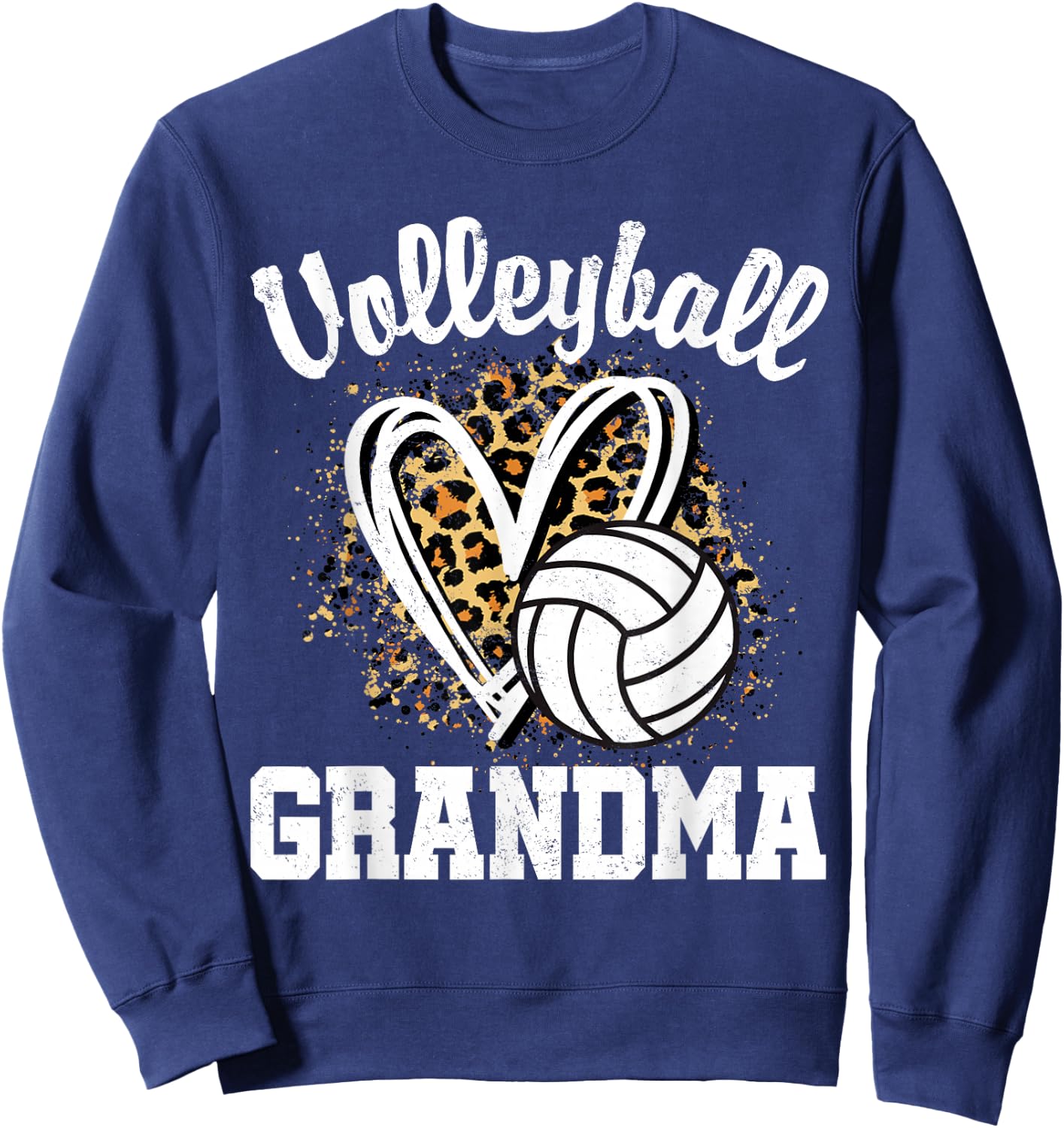 Volleyball Grandma Leopard Heart Sweatshirt - Sweatshirt | Navy