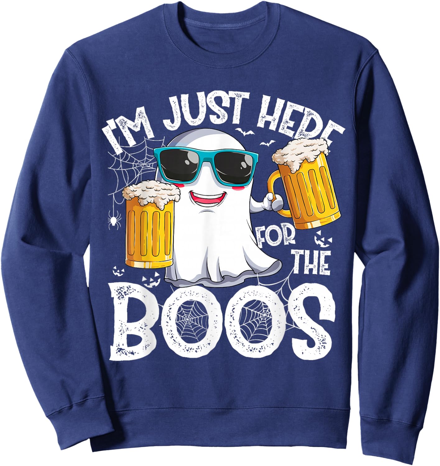 I'm Just Here For The Boos Funny Halloween Men Ghost Sweatshirt - Sweatshirt | Navy