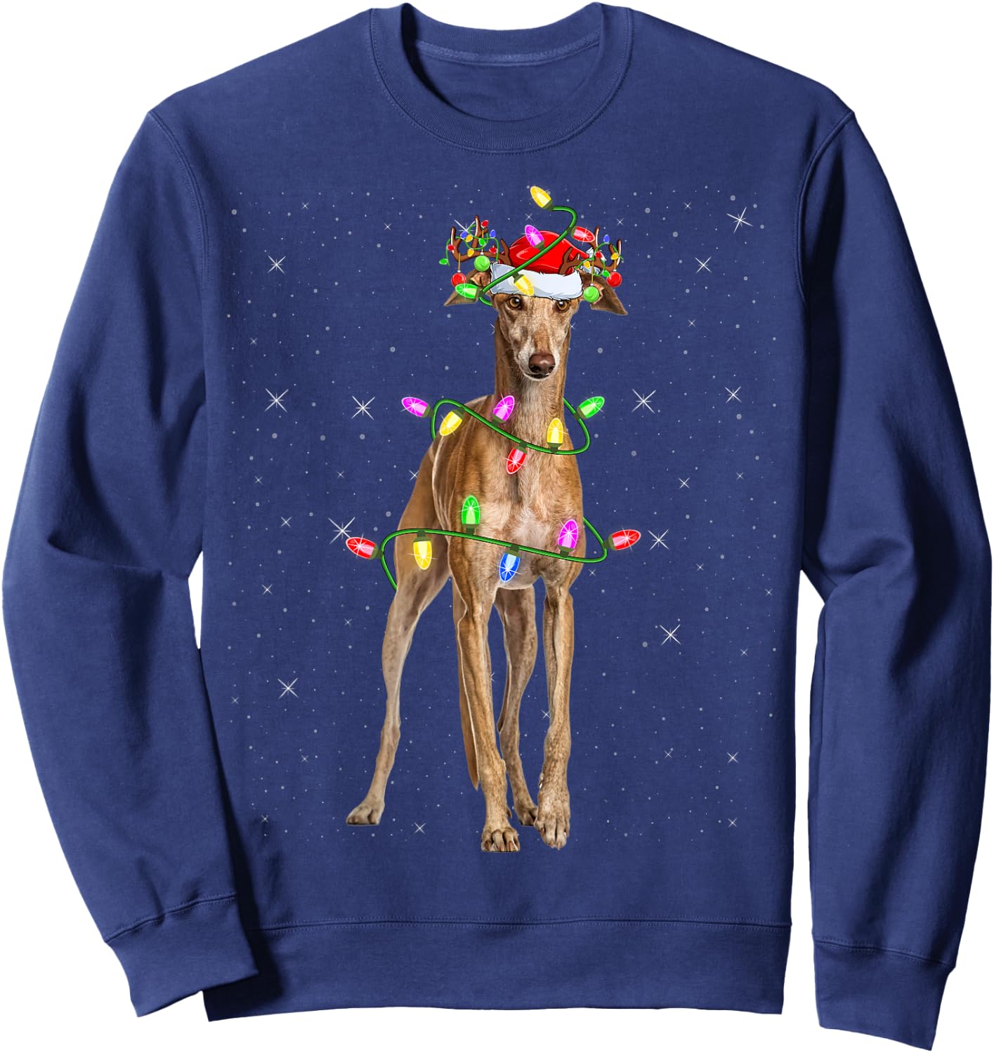 Greyhound Dog Lover Xmas Lighting Santa Greyhound Christmas Women Kids Sweatshirt - Sweatshirt | Navy