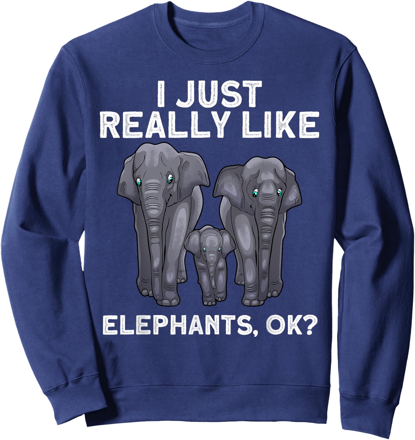 Cute Elephant Women Kids Land Animal Elephant Lover Sweatshirt - Sweatshirt | Navy