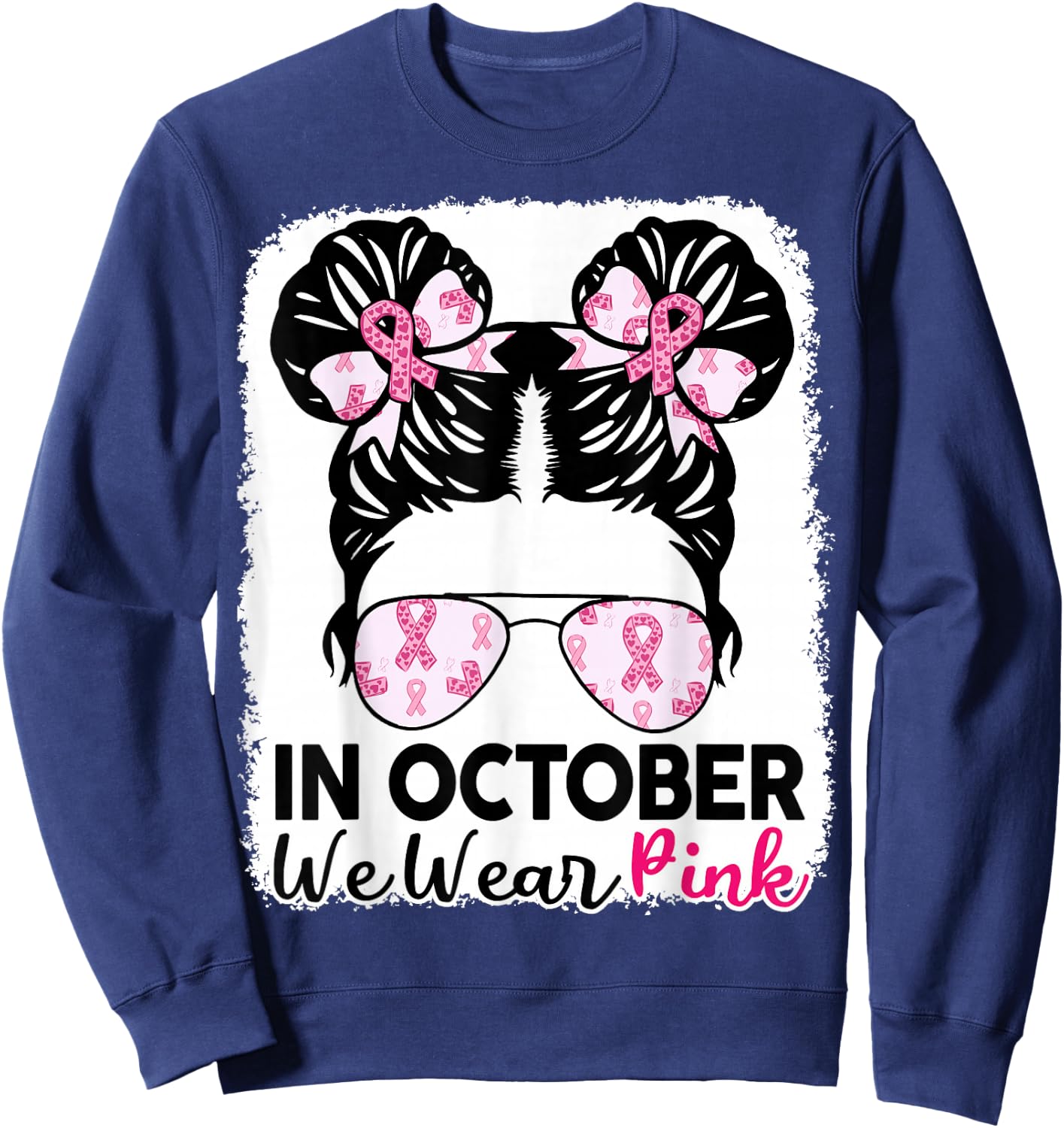 Breast Cancer Awareness October Wear Pink Kids Girl Toddler Sweatshirt - Sweatshirt | Navy