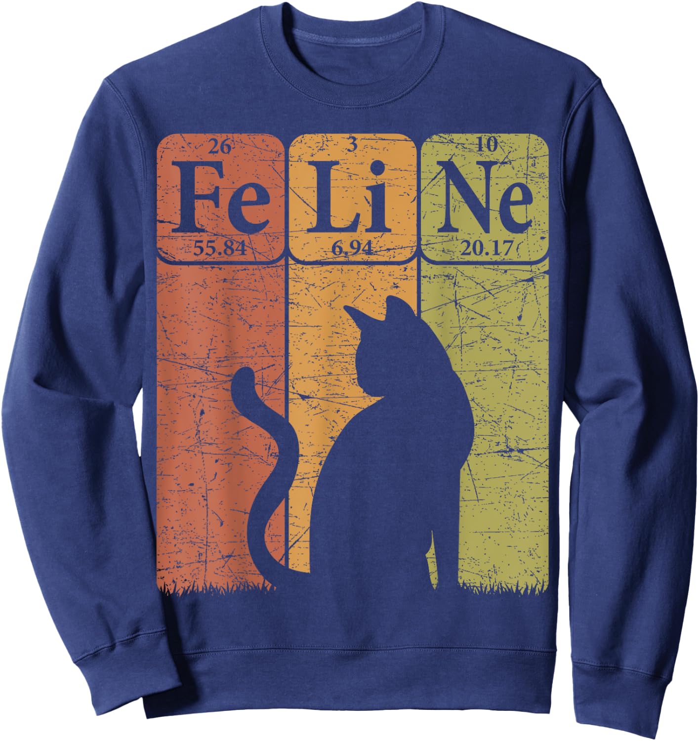 Feline Cat Periodic Table Elements Cat Lover Cat Scientist Sweatshirt - Sweatshirt | Navy