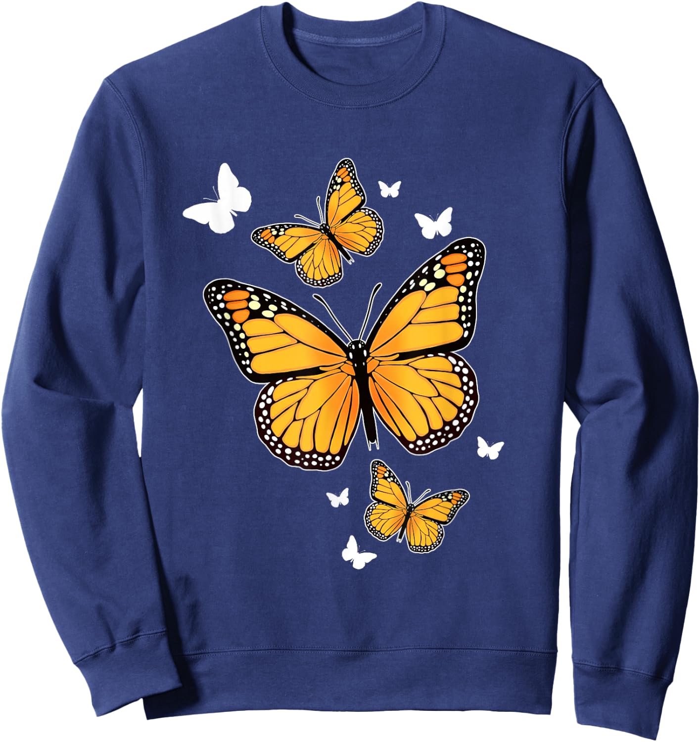 Flying Butterfly Lepidopterist Monarch Flutterby Sweatshirt - Sweatshirt | Navy