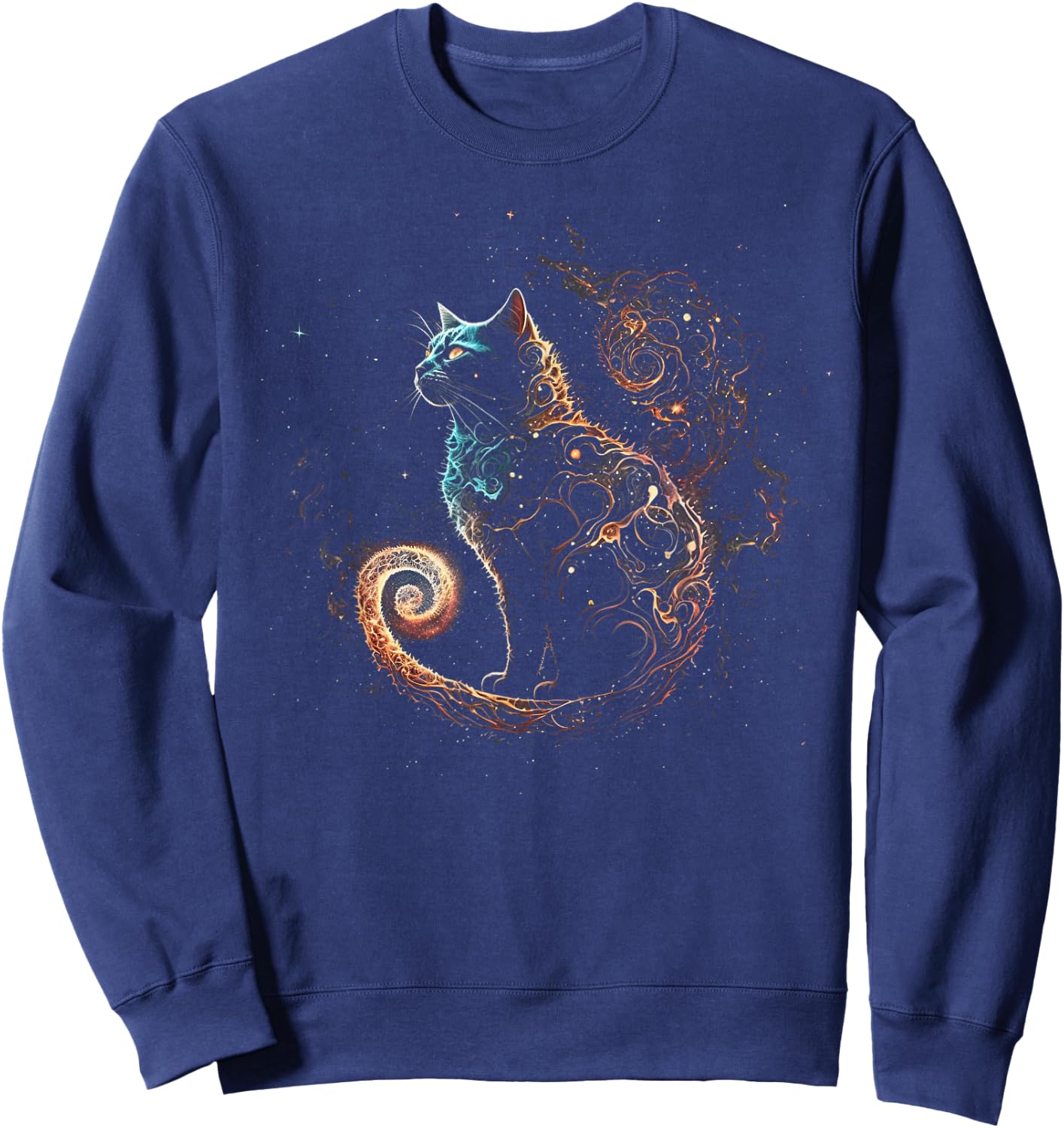 Cat in The Galaxy and Space Kitten Cat Head Sweatshirt - Sweatshirt | Navy