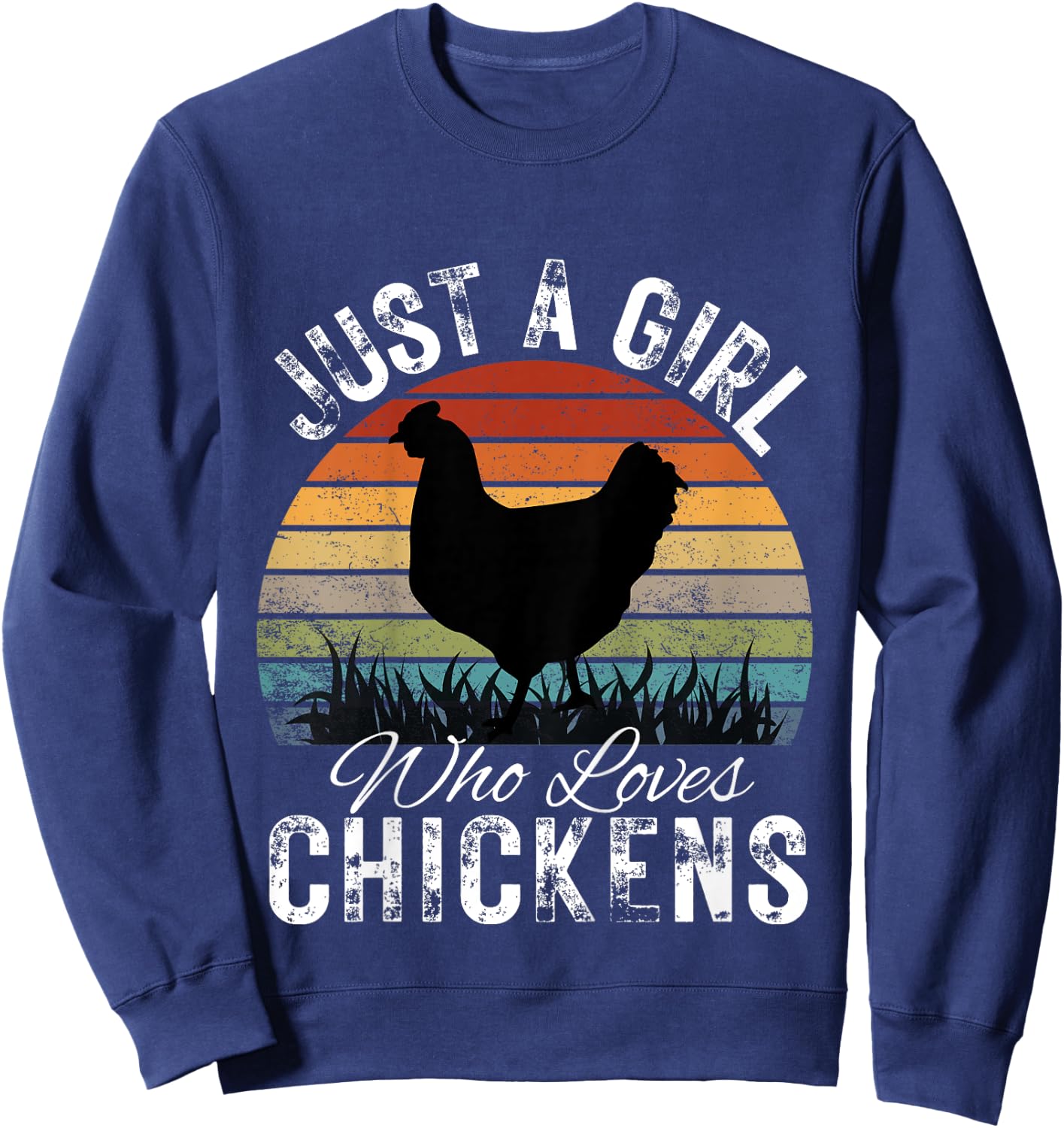 Kids Just A Girl Who Loves Chickens Funny Cute chicken Lover Sweatshirt - Sweatshirt | Navy