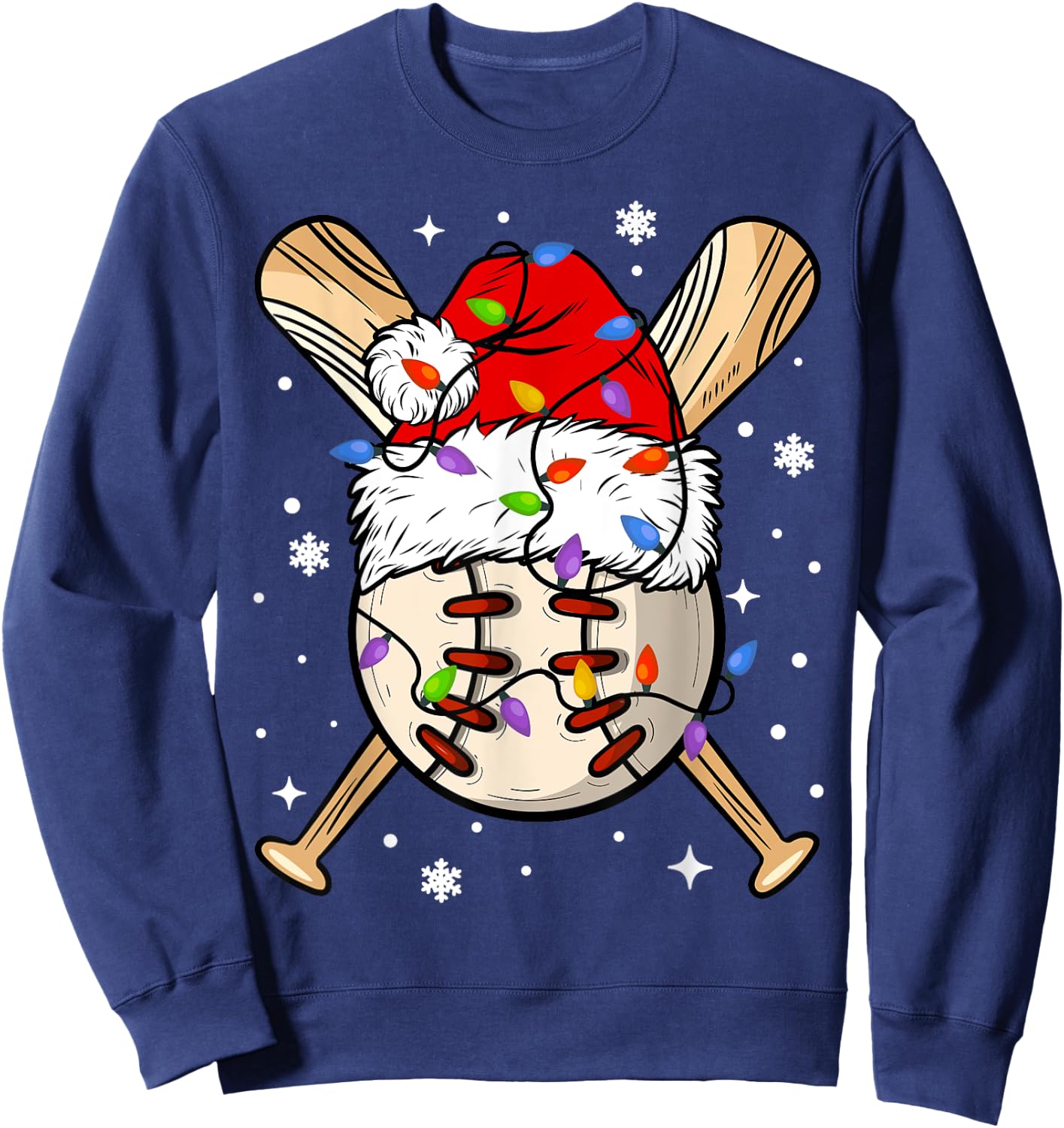 Baseball Christmas Ugly Sweater Funny Santa Sport Men Kids Sweatshirt - Sweatshirt | Navy