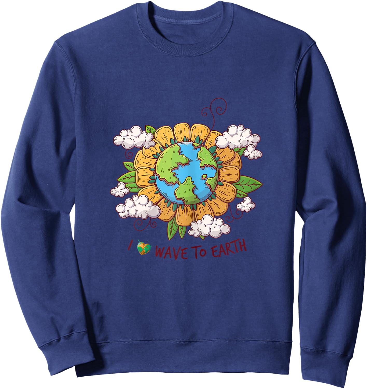 Artistic I Love Wave to Earth Sweatshirt - Sweatshirt | Navy