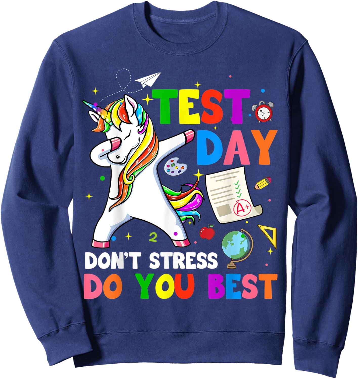 I'm Ready To Crush Test Day Unicorn Dabbing Testing Day Sweatshirt - Sweatshirt | Navy