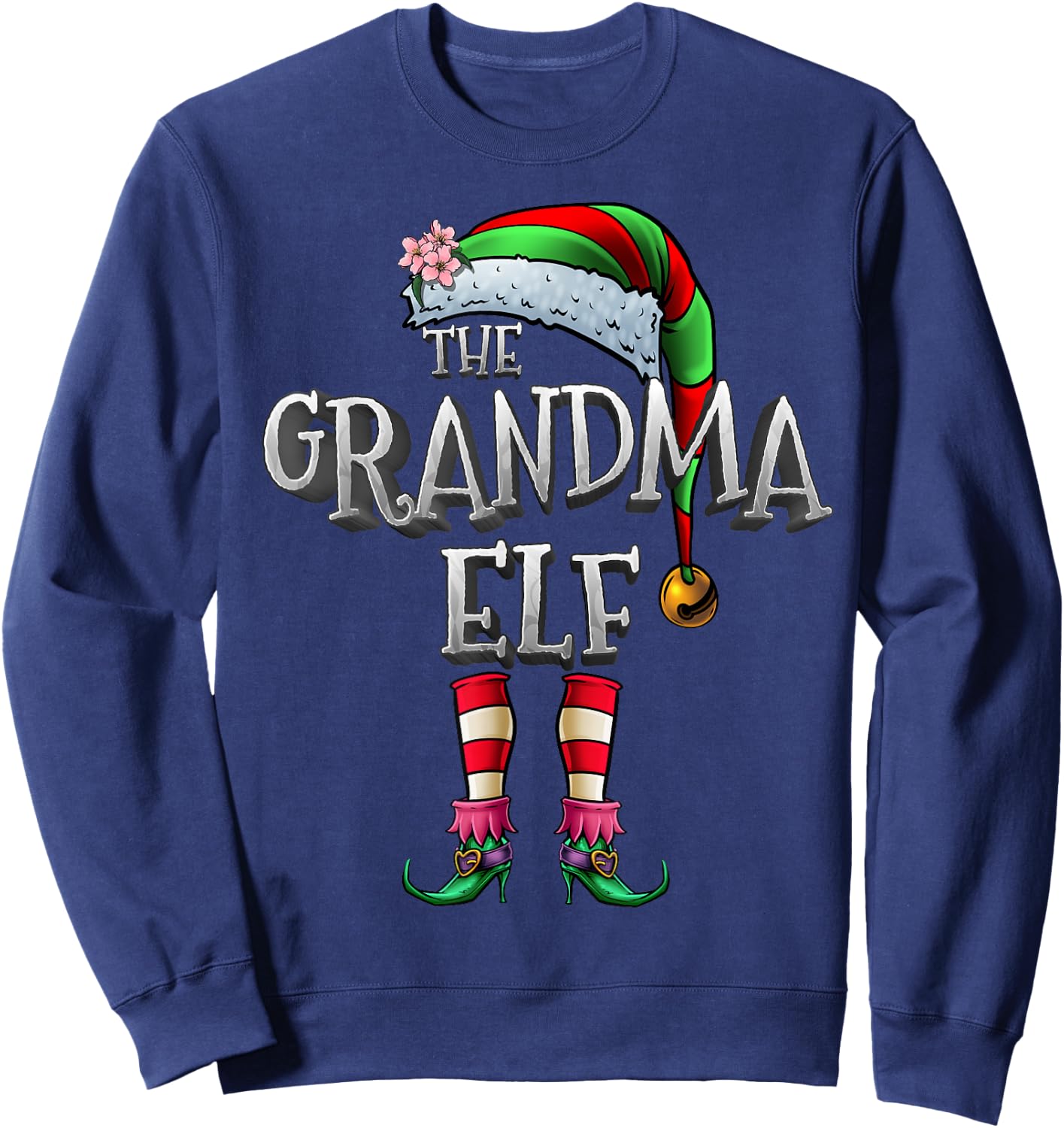 The Grandma Elf Shirt Matching Family Funny Christmas Elf Sweatshirt - Sweatshirt | Navy
