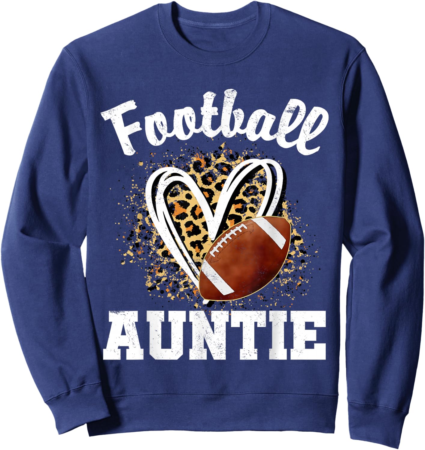 Football Auntie Leopard Heart Sweatshirt - Sweatshirt | Navy
