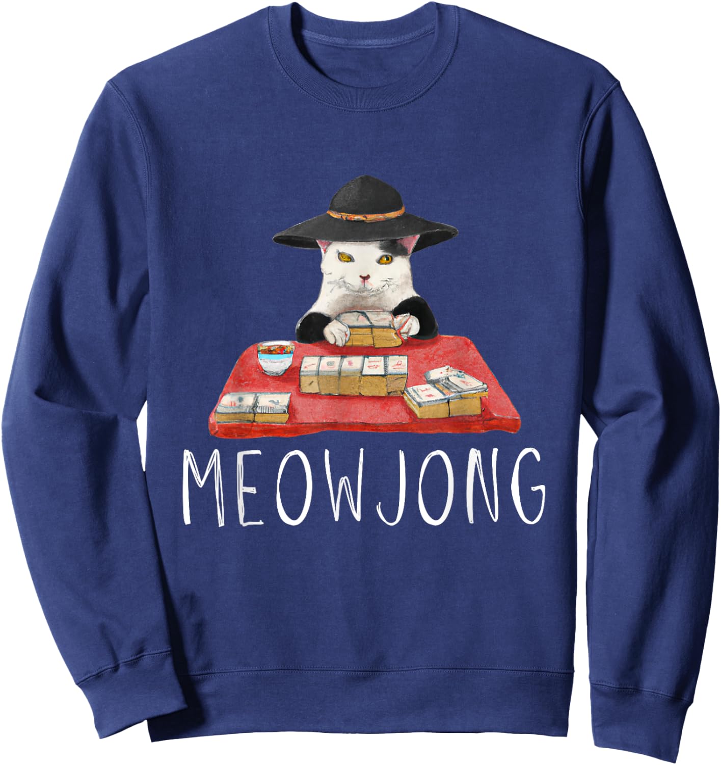 Cats Playing Mahjong Sweatshirt - Sweatshirt | Navy