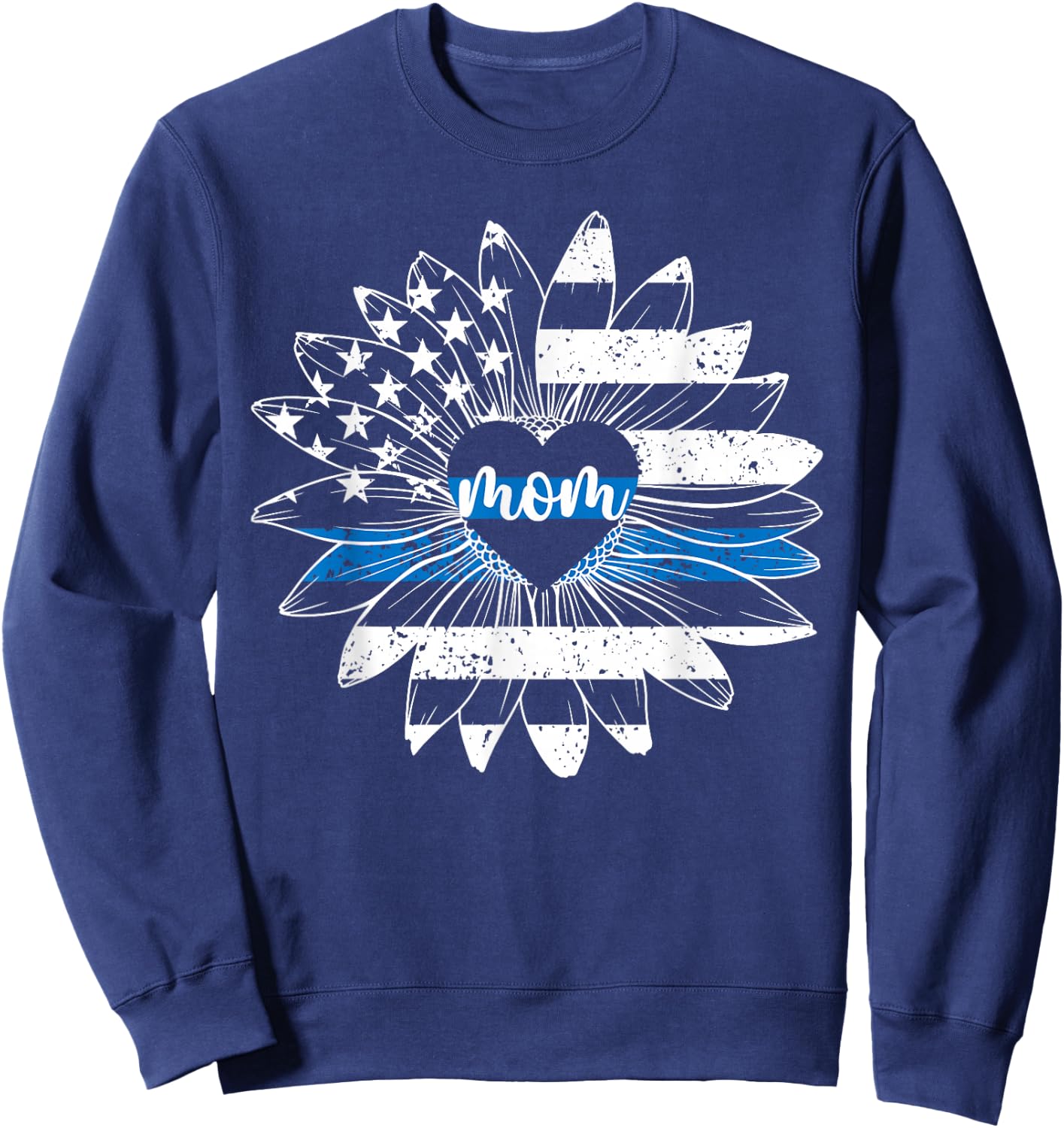 Police Mom Flower Mom Of A Police Officer Mother Sweatshirt - Sweatshirt | Navy