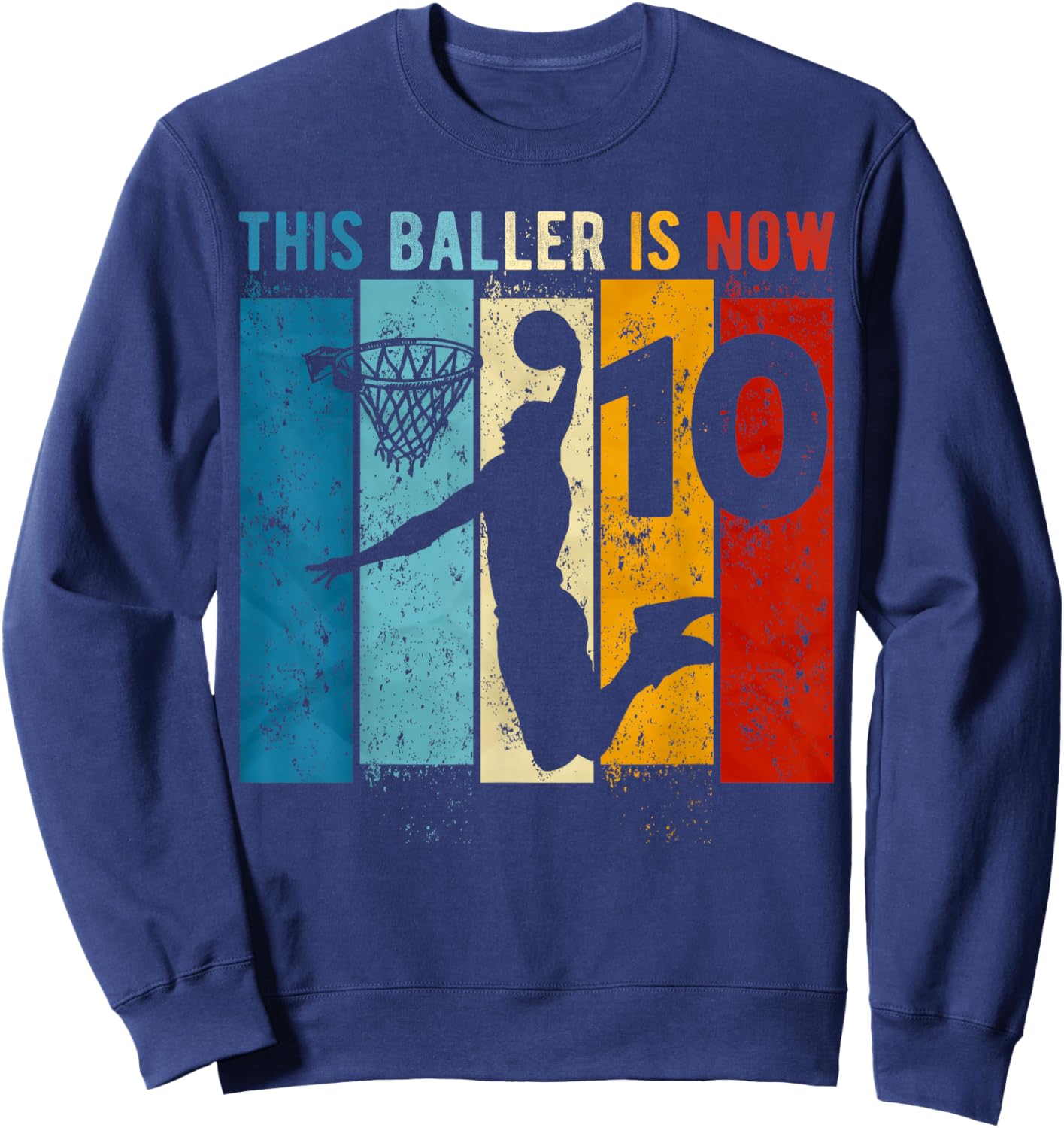 10 Year Old Basketball 10th Birthday Boy Sweatshirt - Sweatshirt | Navy