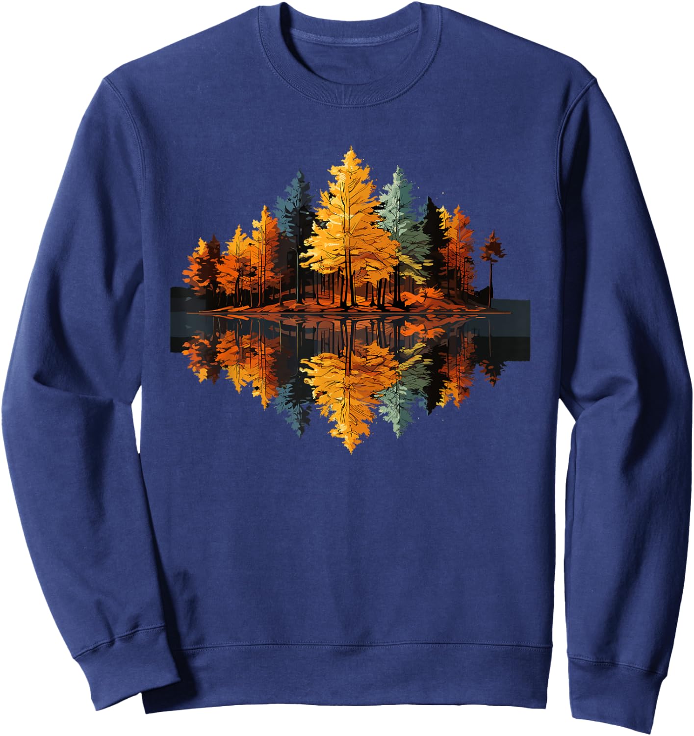 Nature Reflection Forest Trees Outdoor Wildlife Sweatshirt - Sweatshirt | Navy