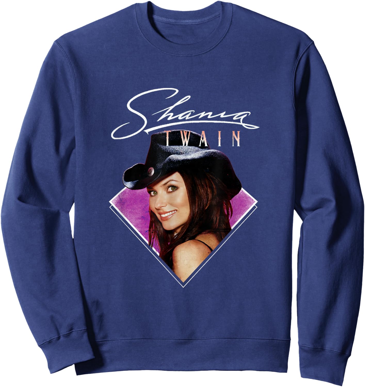 Official Shania Twain Purple Photo White Text Sweatshirt - Sweatshirt | Navy