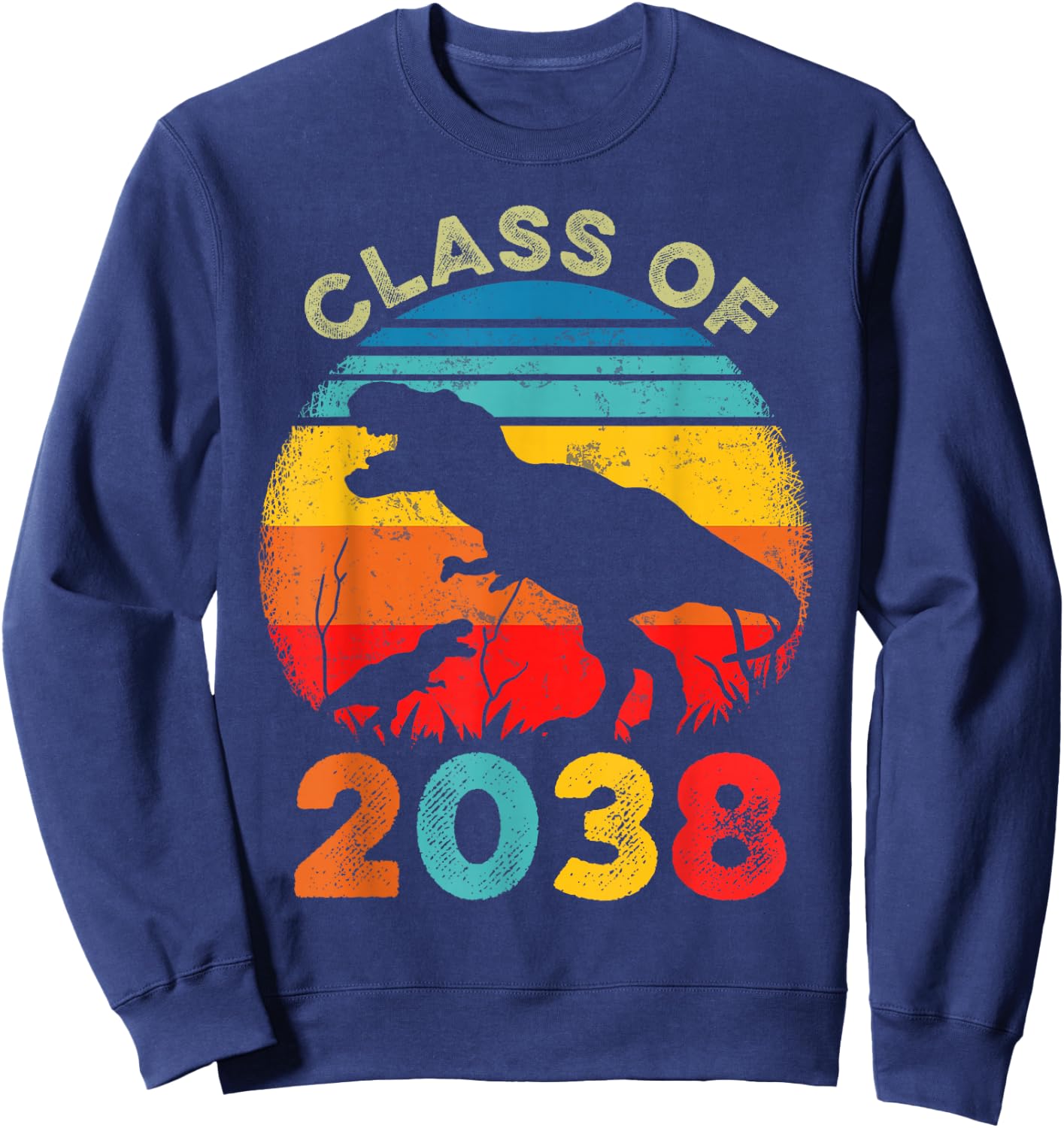 Class Of 2038 Kindergarten Preschool Graduation T Rex Sweatshirt - Sweatshirt | Navy