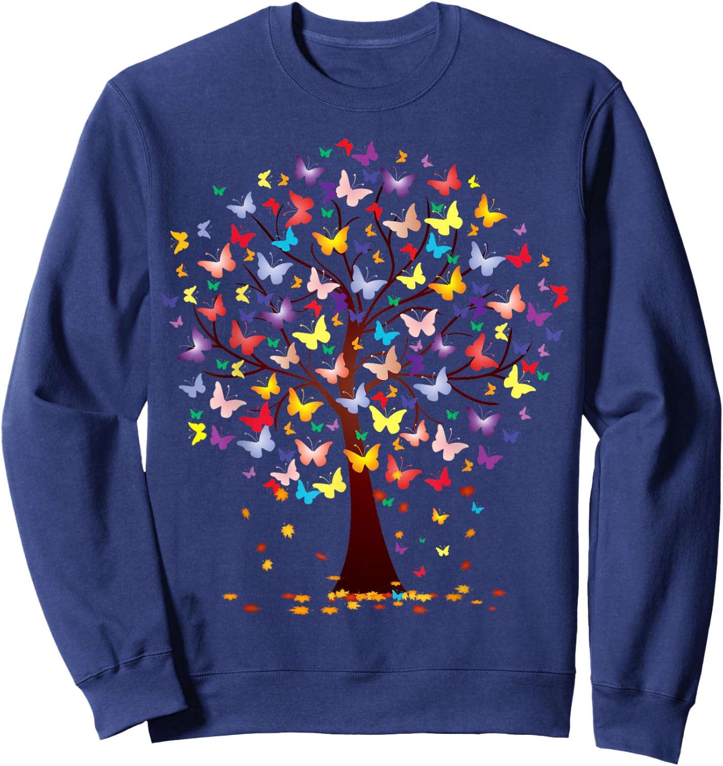 Butterfly Tree Beautiful Autumn Thanksgiving Gifts Sweatshirt - Sweatshirt | Navy