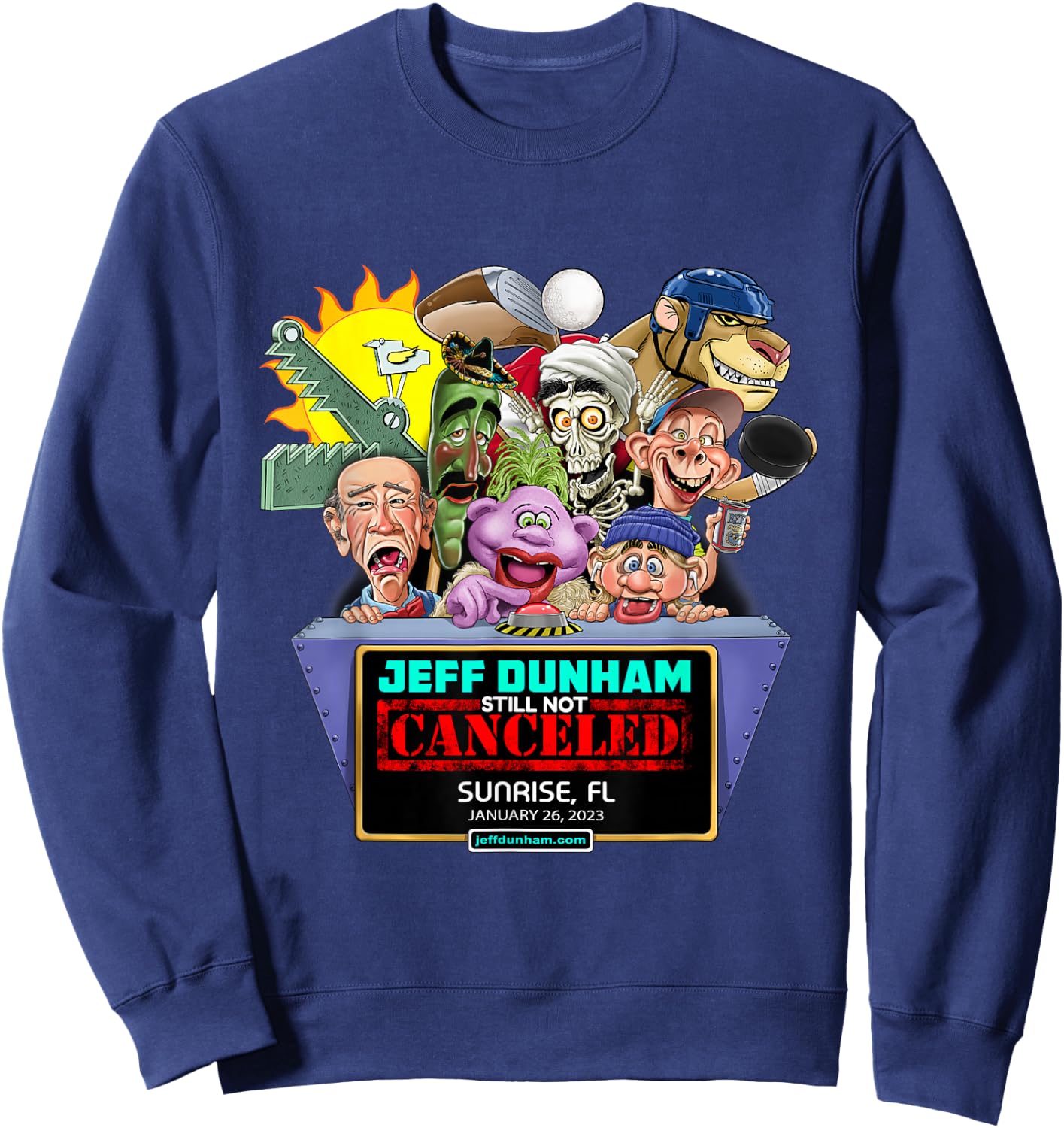 Jeff Dunham Sunrise, FL (2023) Sweatshirt - Sweatshirt | Navy