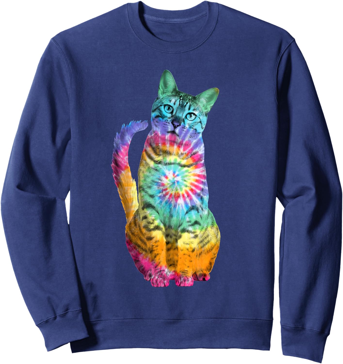 Tie Dye Cat Women Girls Kids Sweatshirt - Sweatshirt | Navy