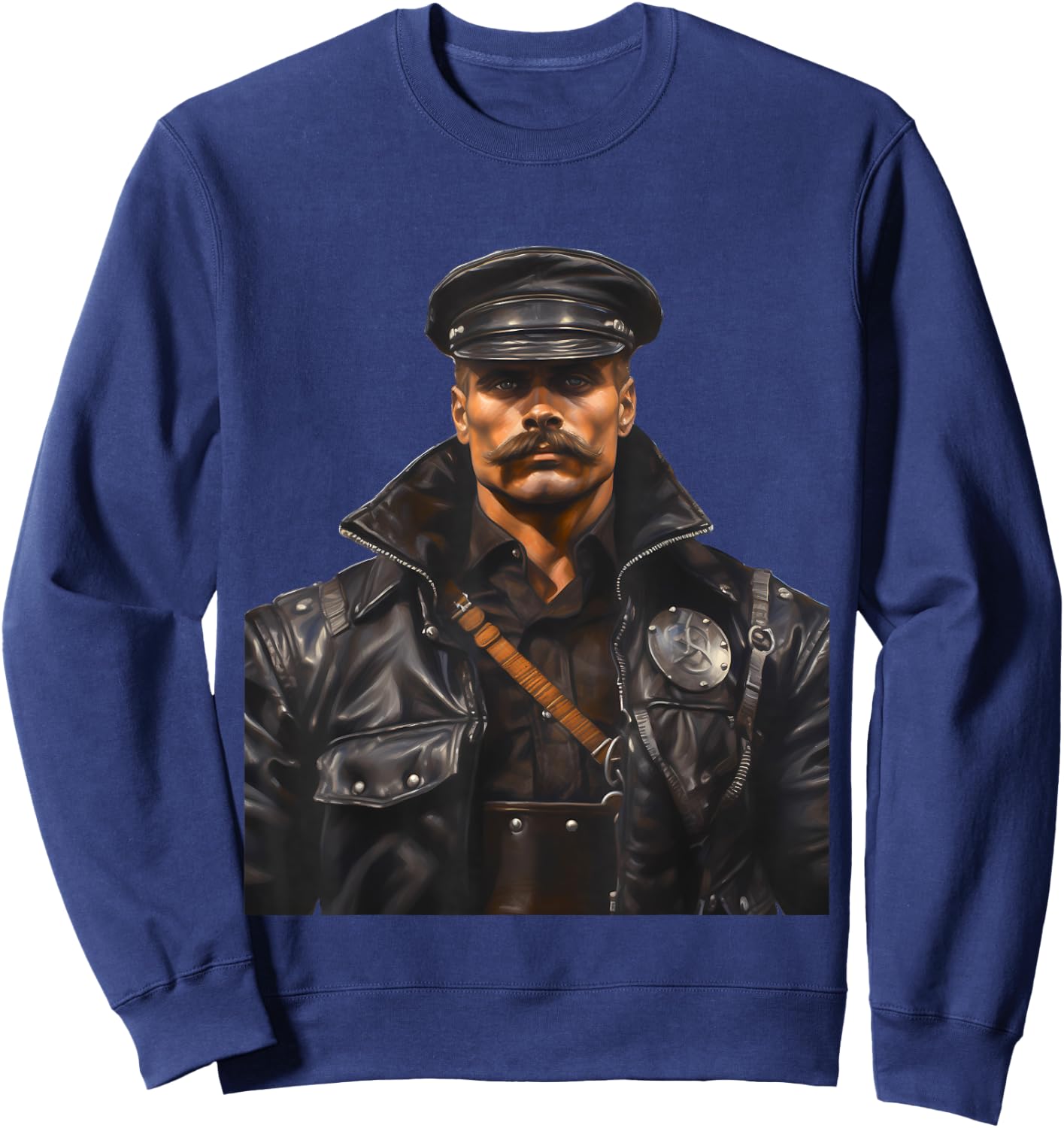 Gay Muscle Daddy Bear Pride Leather Gay Biker Sweatshirt - Sweatshirt | Navy
